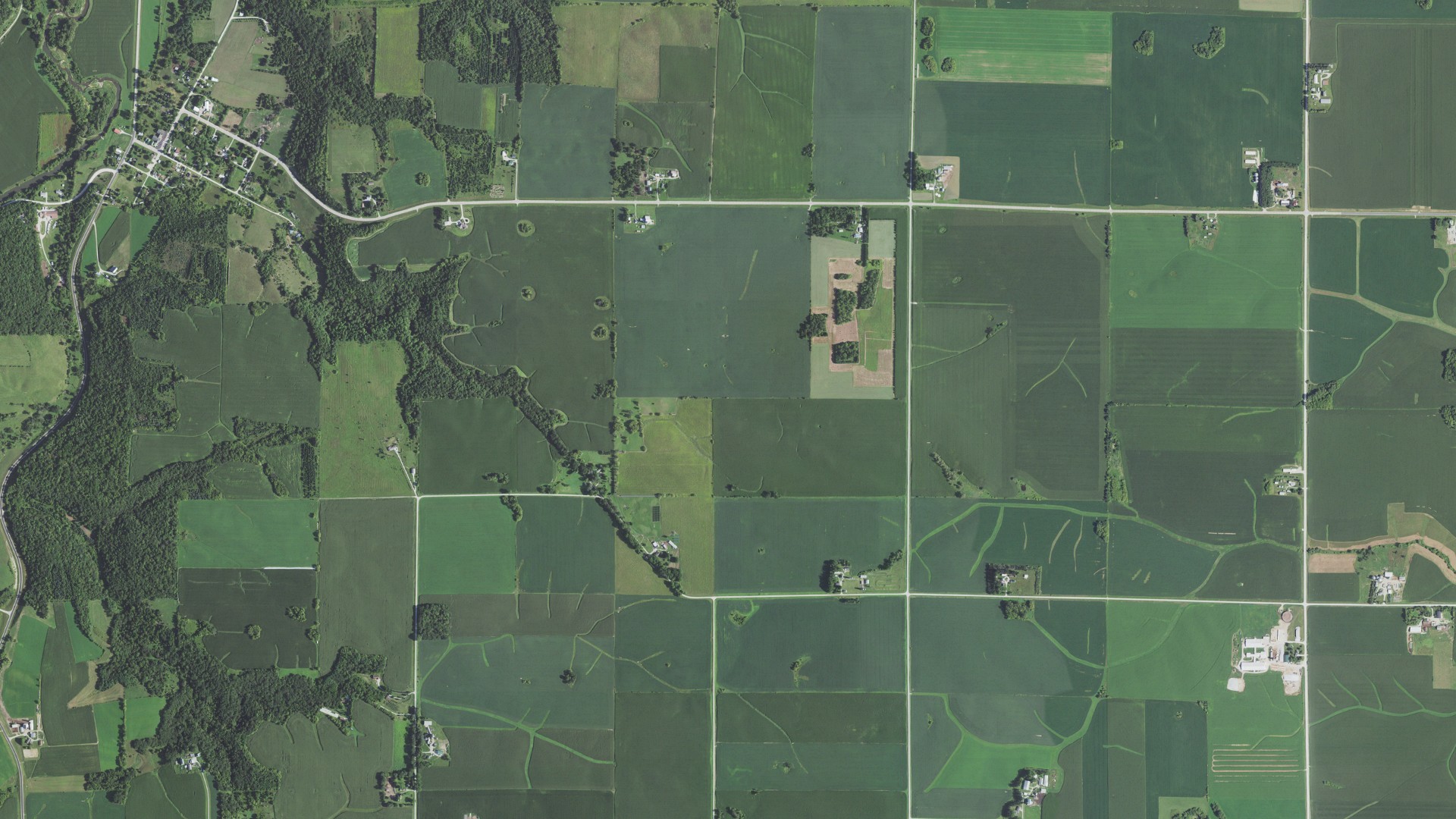 Aerial view of land around Fillmore, Minnesota