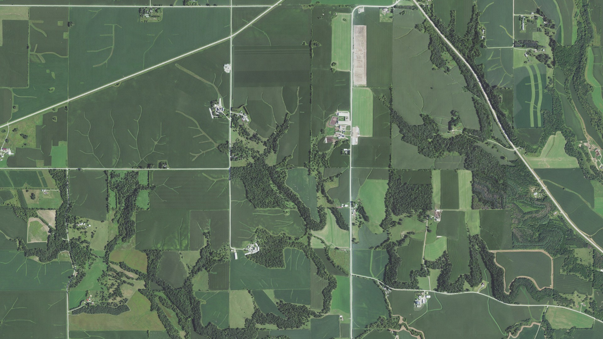 Aerial view of land around Fountain, Minnesota