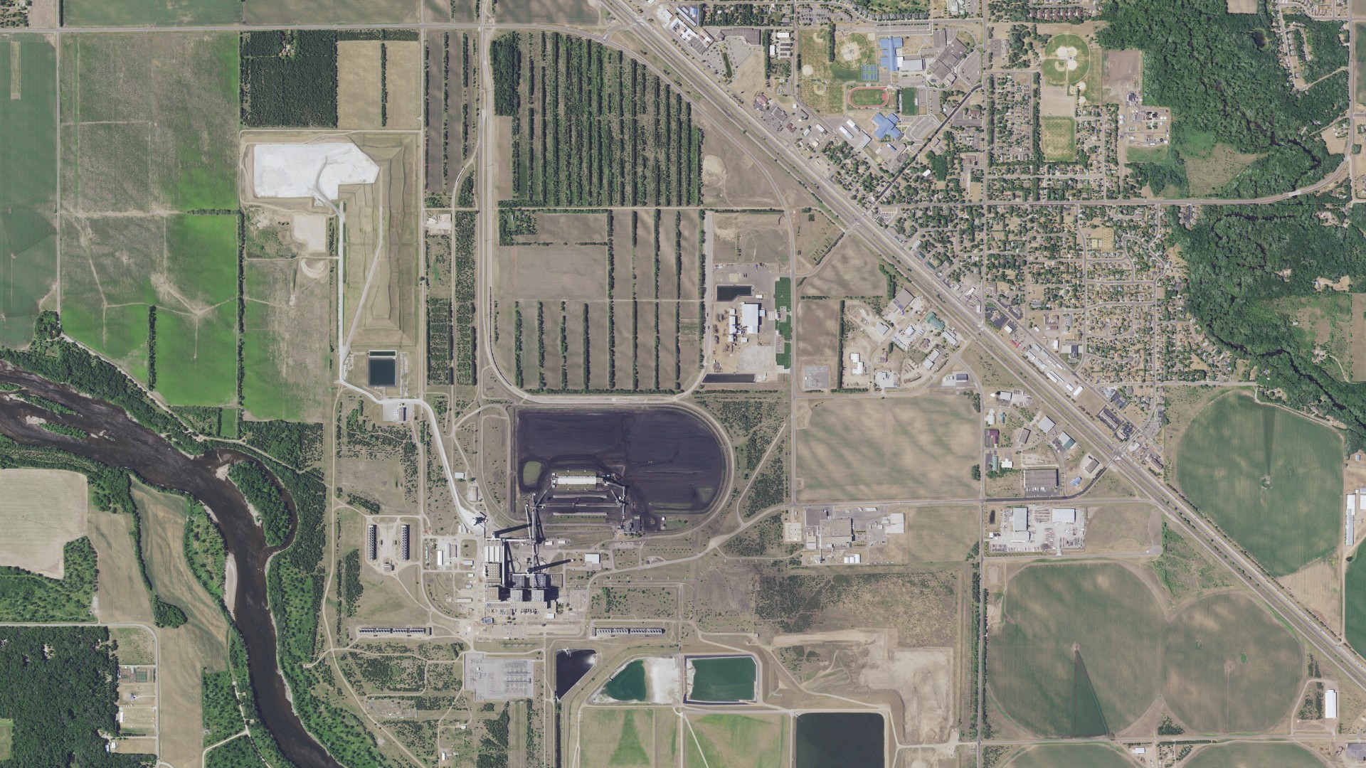 Aerial view of land around Becker, Minnesota