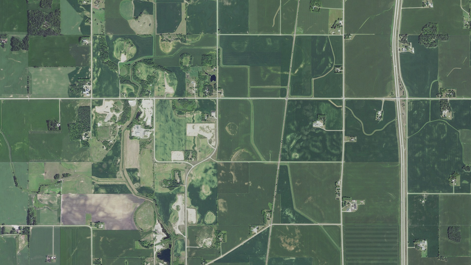 Aerial view of land around Bancroft, Minnesota