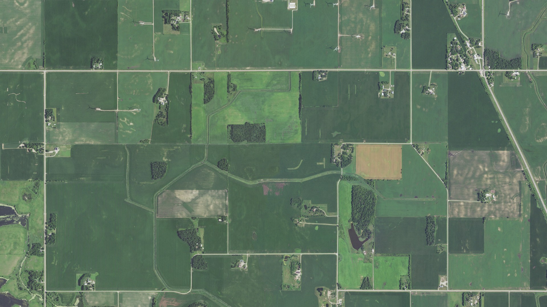 Aerial view of land around Manchester, Minnesota