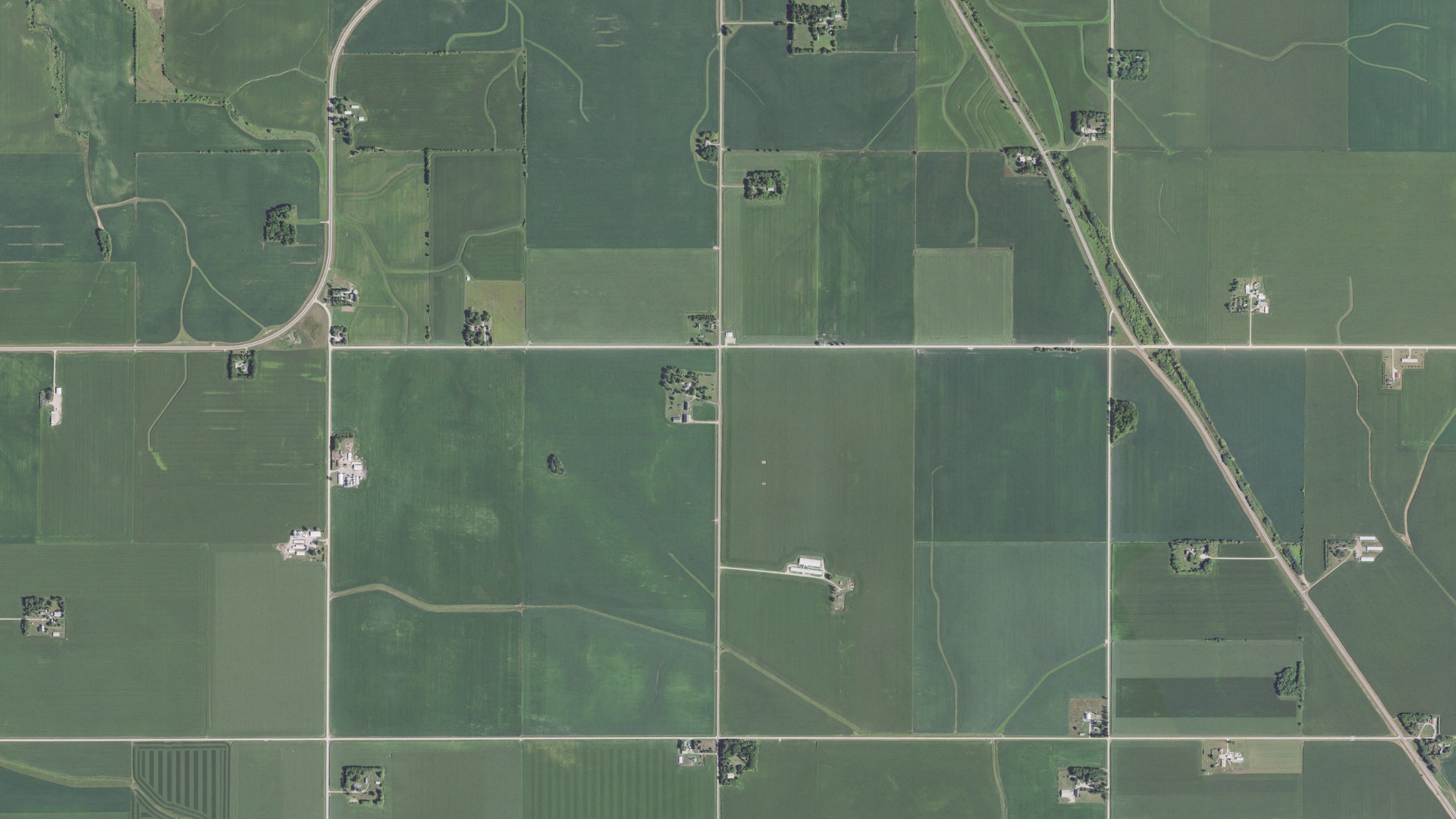 Aerial view of land around Kenyon, Minnesota