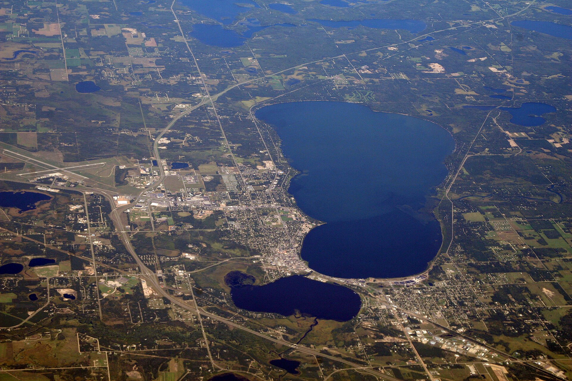 Aerial landscape in Bemidji, Minnesota
