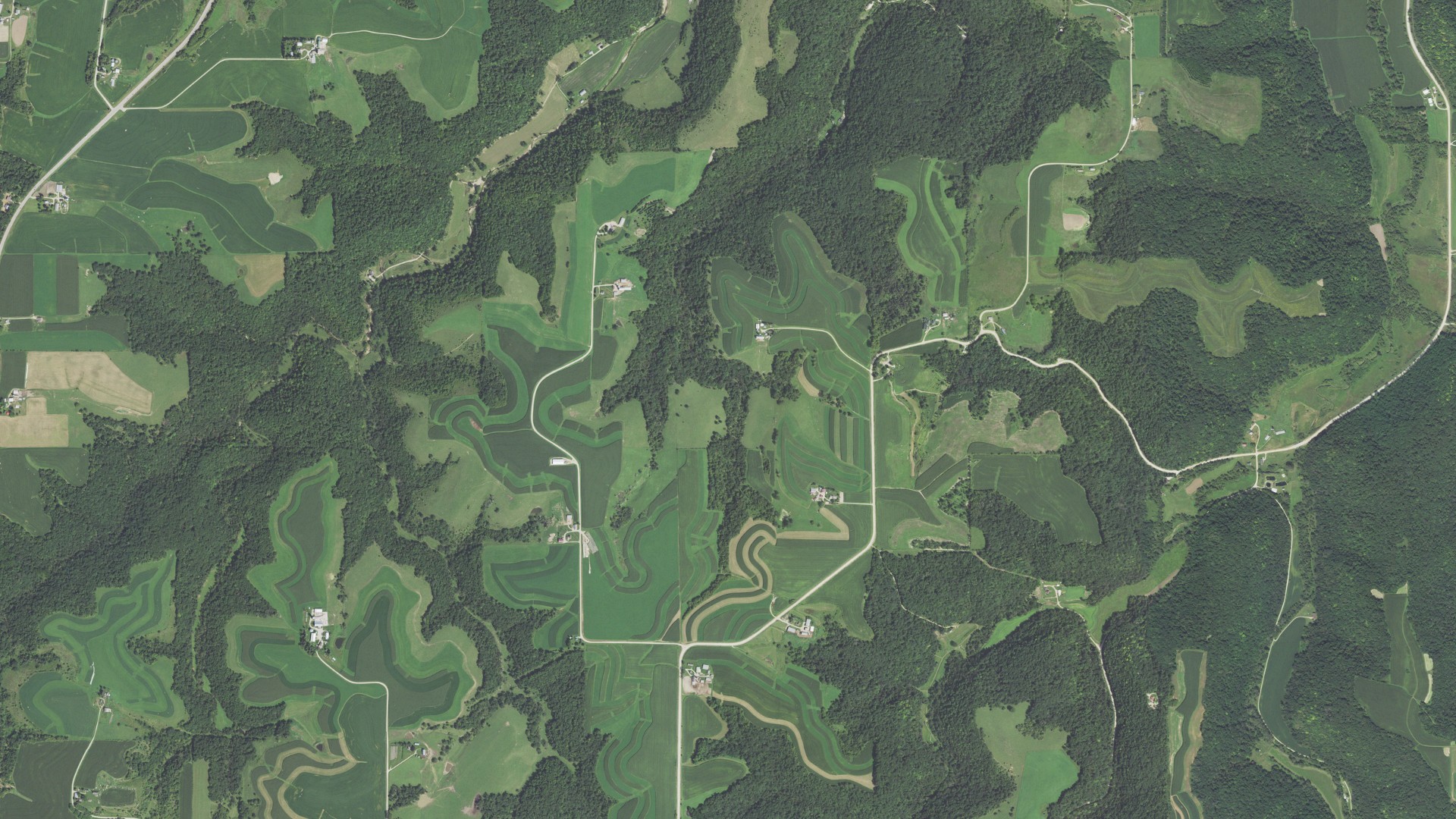 Aerial view of land around Union, Minnesota