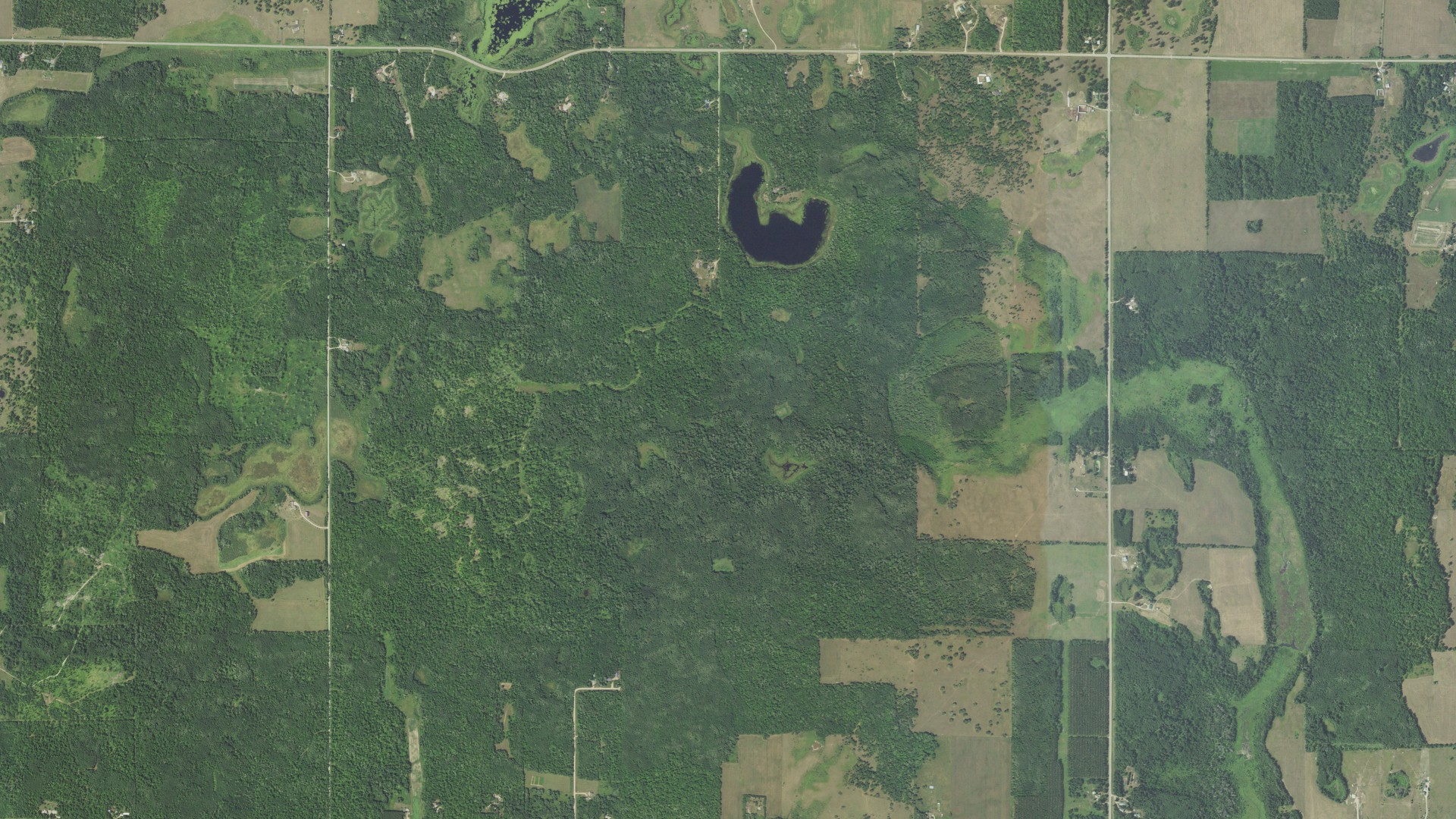 Natural-color aerial photograph of land around Guthrie, Minnesota