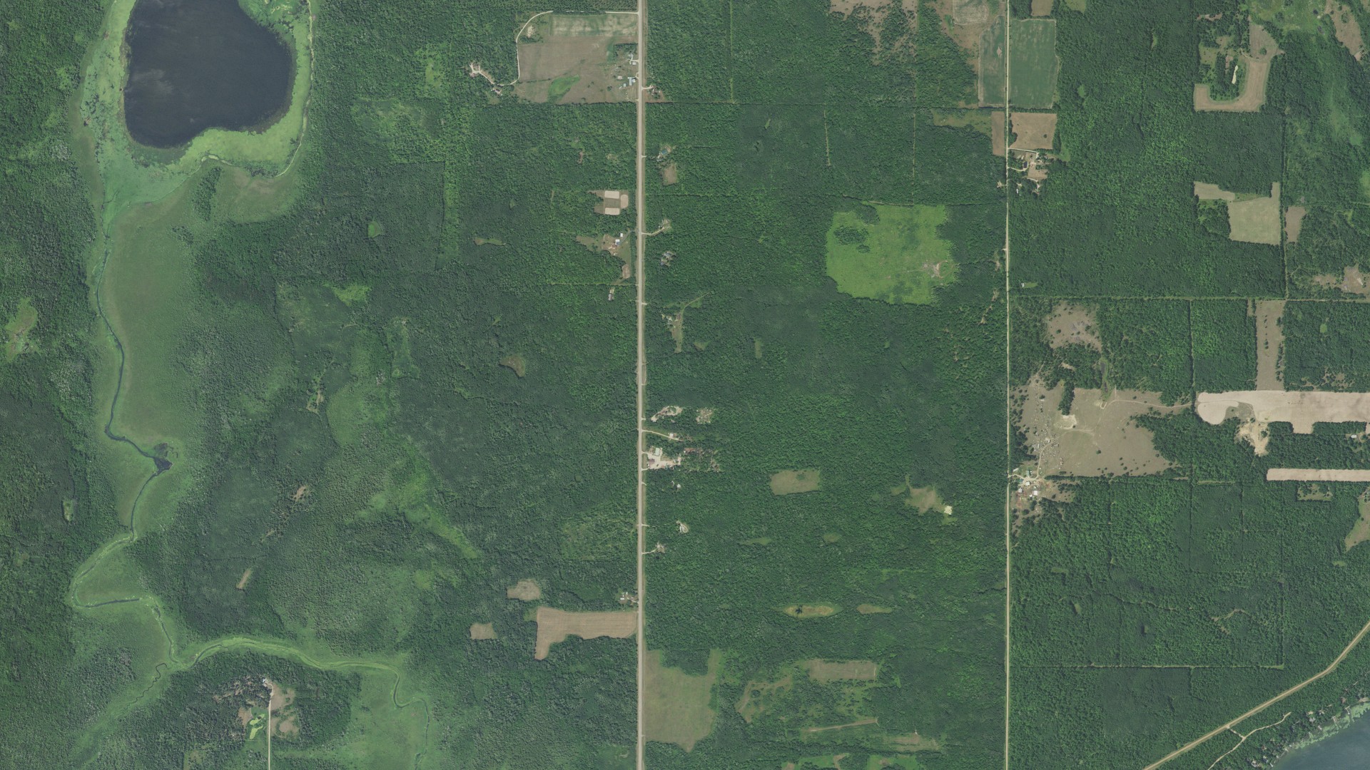 Aerial view of land around Hart Lake, Minnesota