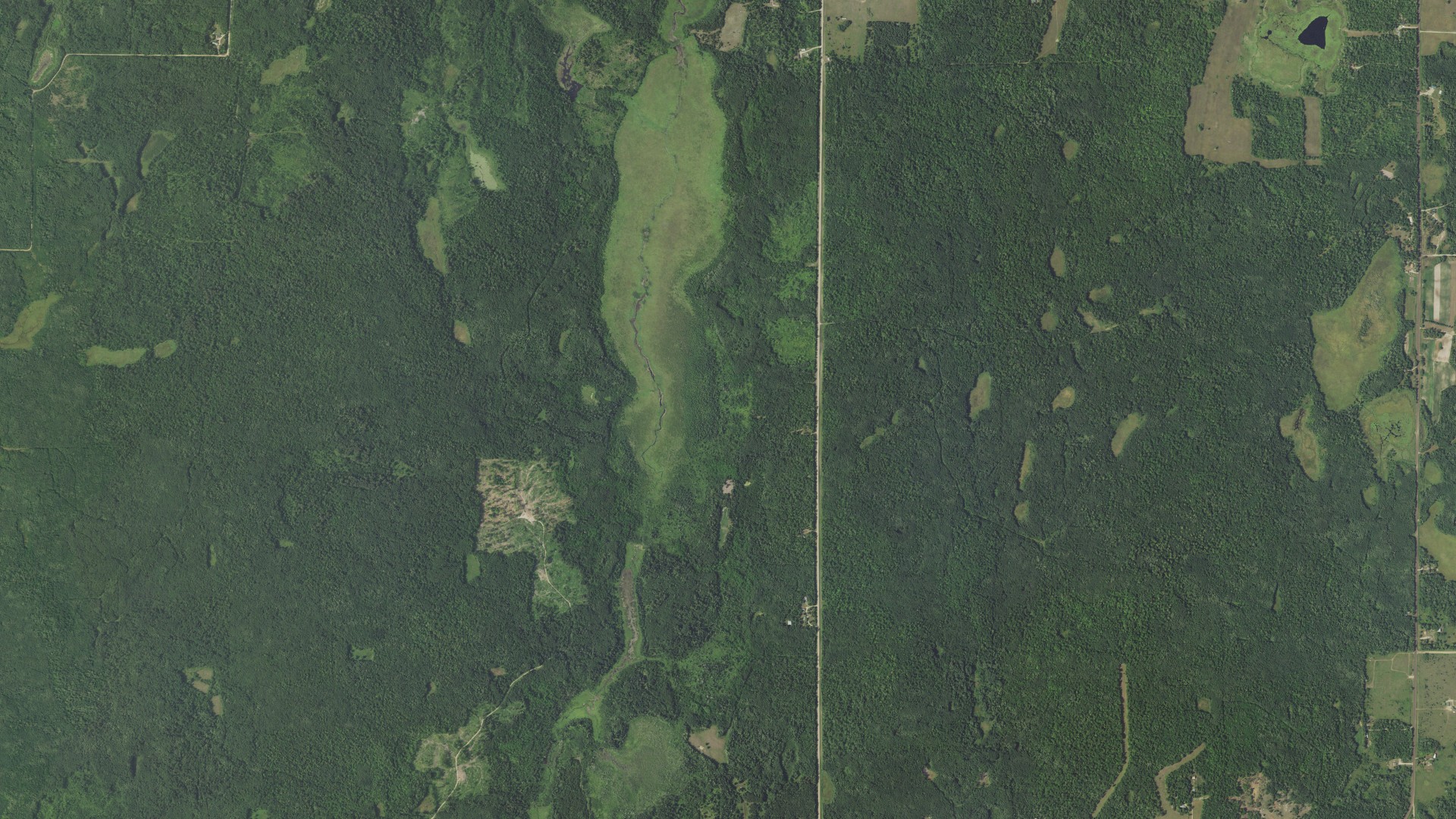 Aerial view of land around Lake Hattie, Minnesota