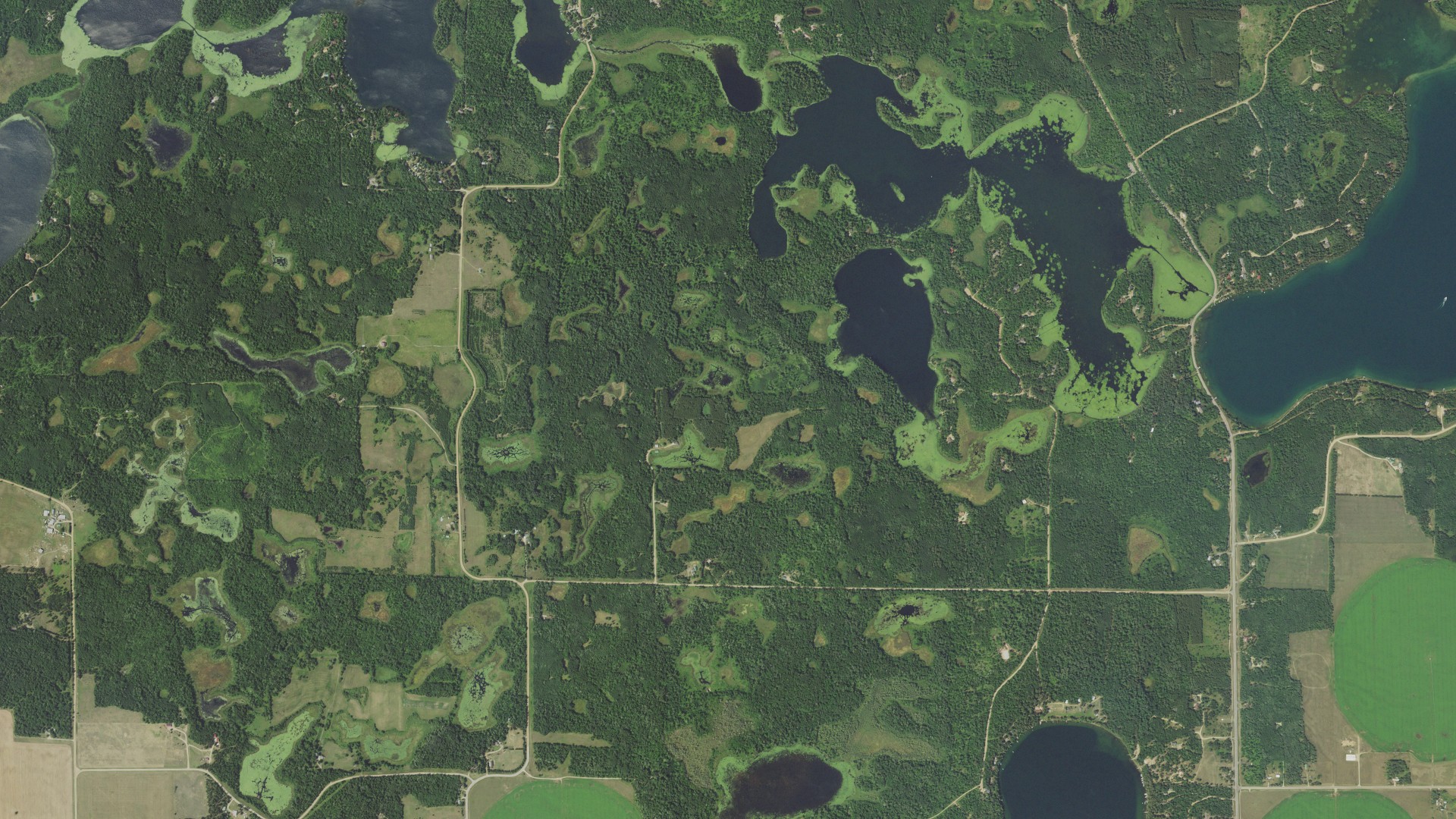 Aerial view of land around Mantrap, Minnesota