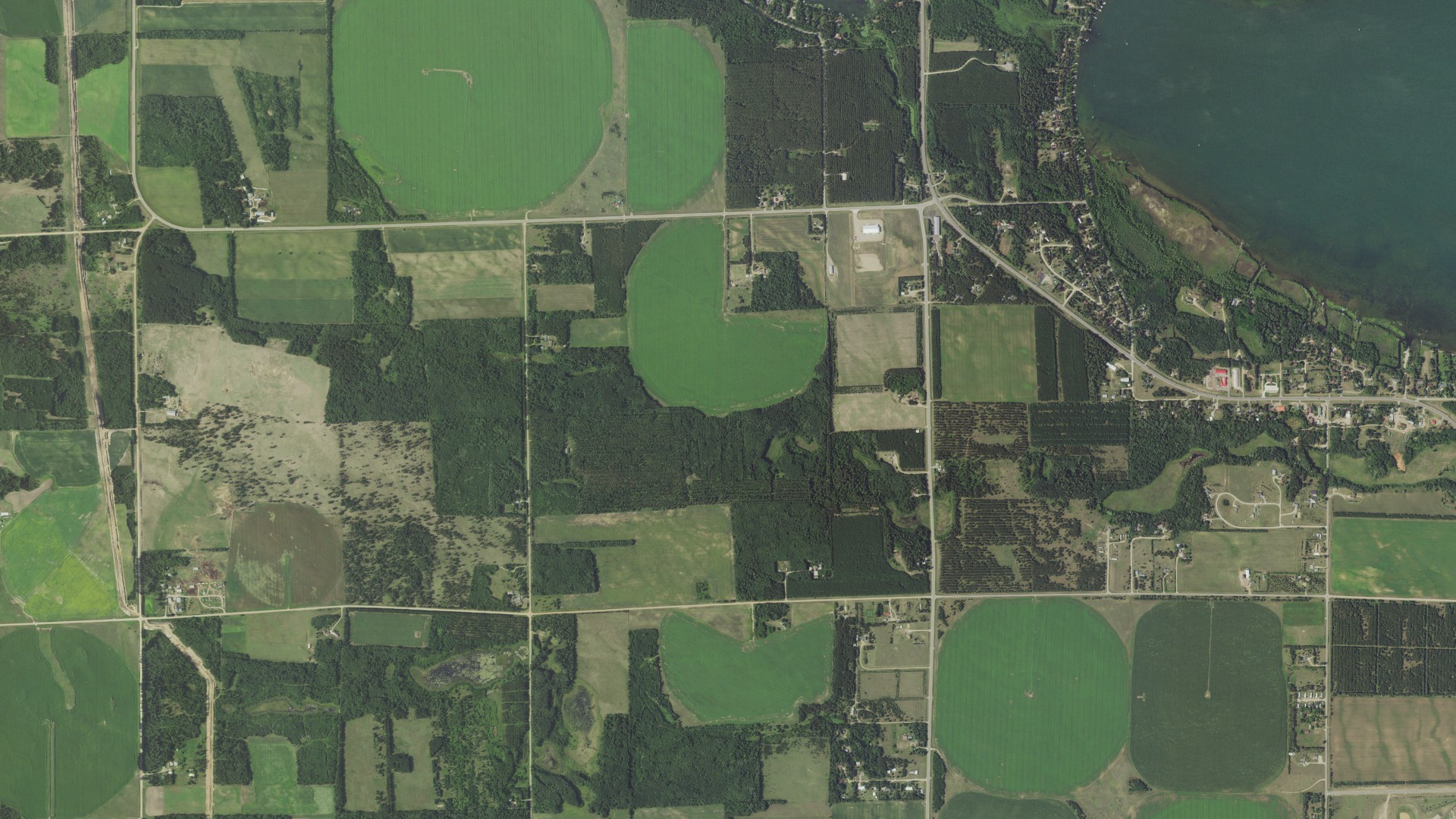 Natural-color aerial photograph of land around Todd, Minnesota