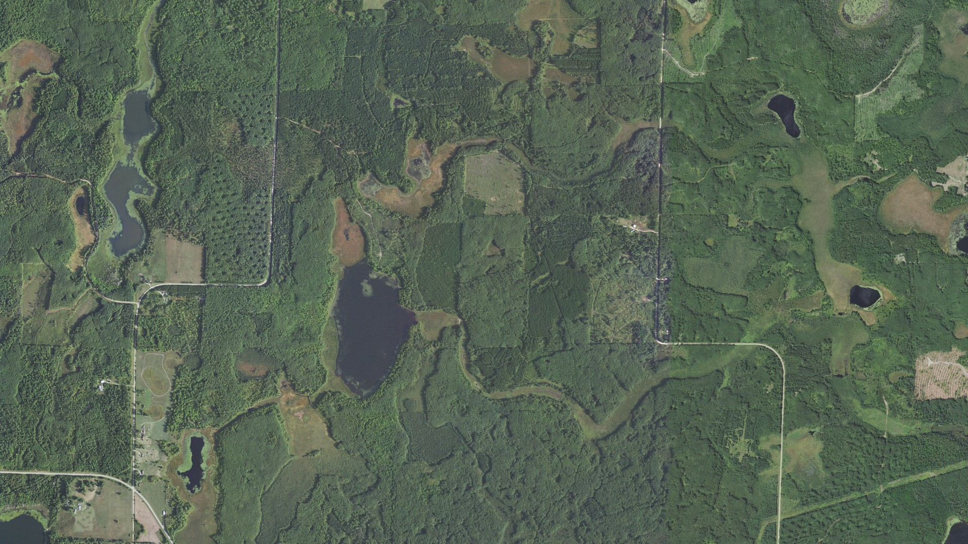 Aerial view of land around Balsam, Minnesota