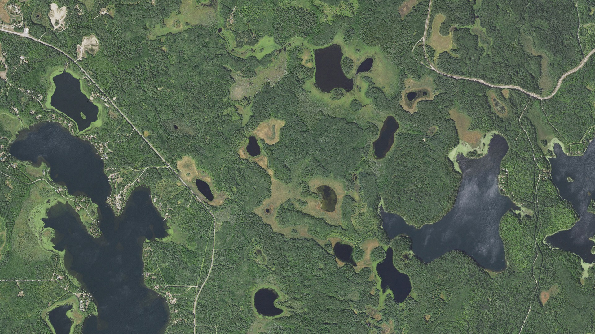 Aerial view of land around Marcell, Minnesota