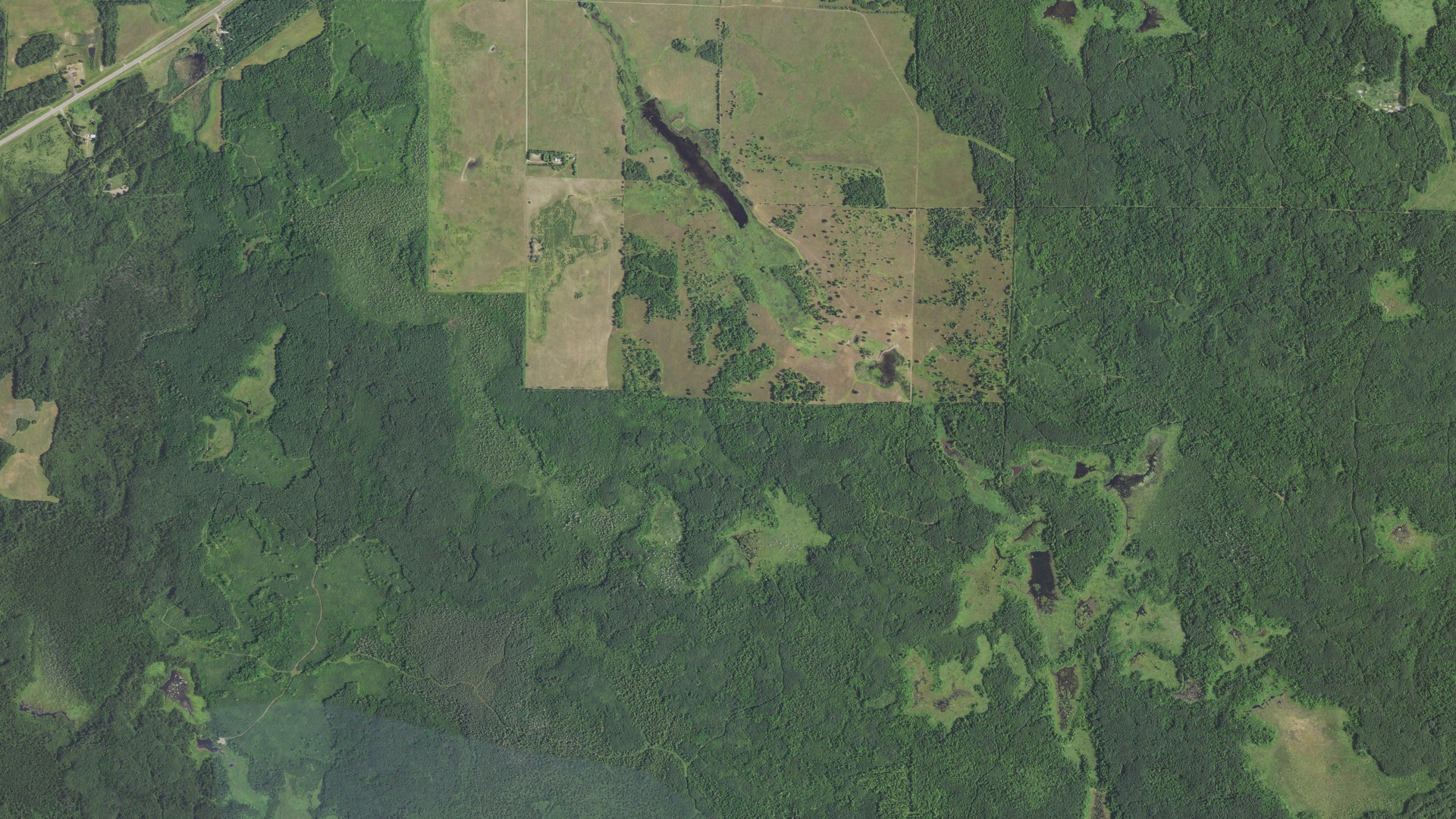 Aerial view of land around Nore, Minnesota