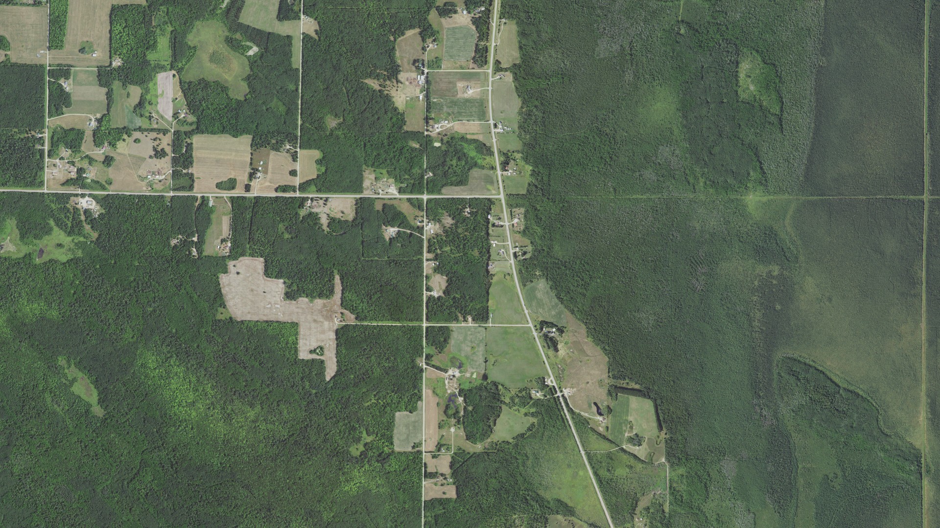 Aerial view of land around Oteneagen, Minnesota