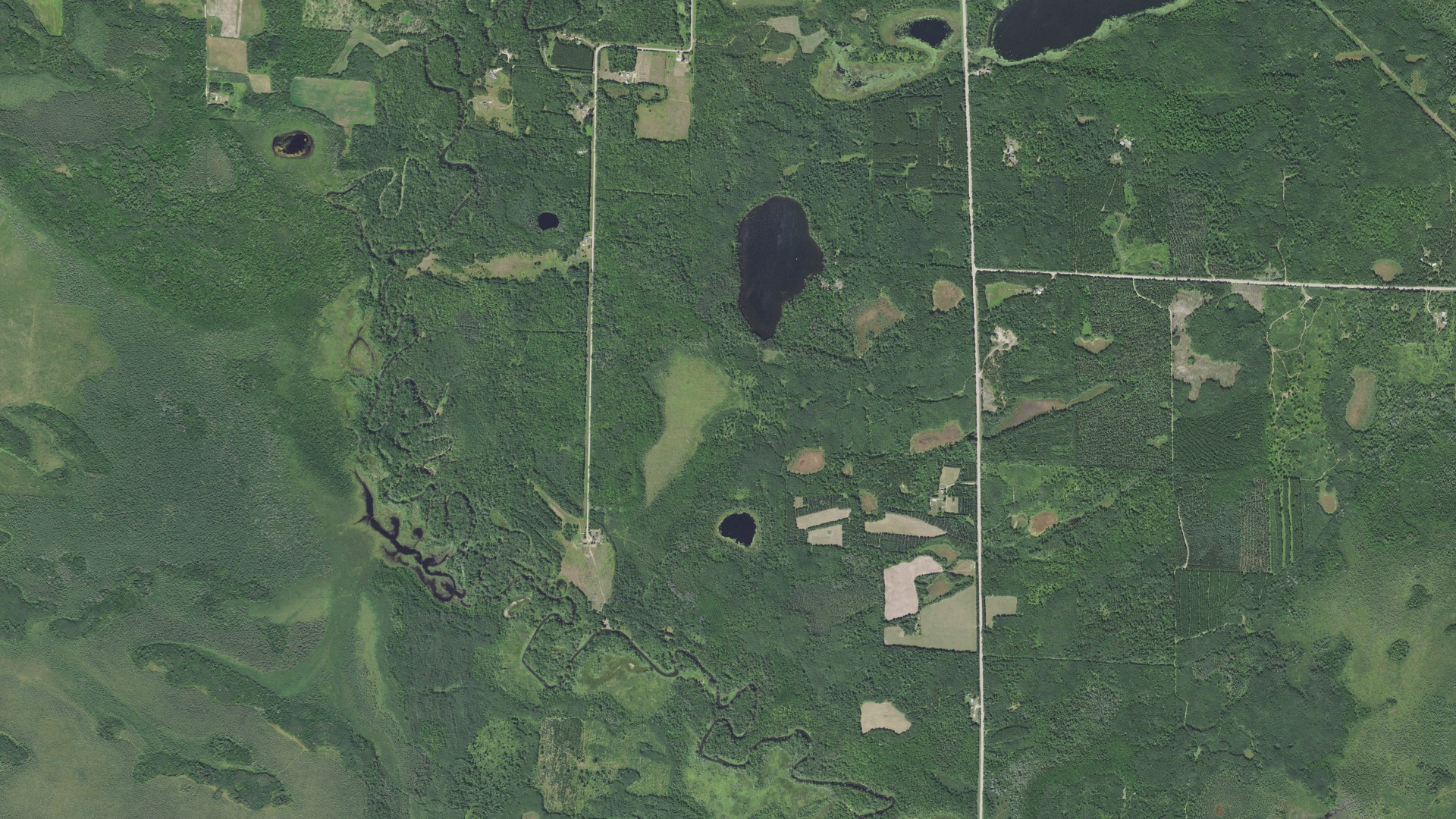 Aerial view of land around Sago, Minnesota