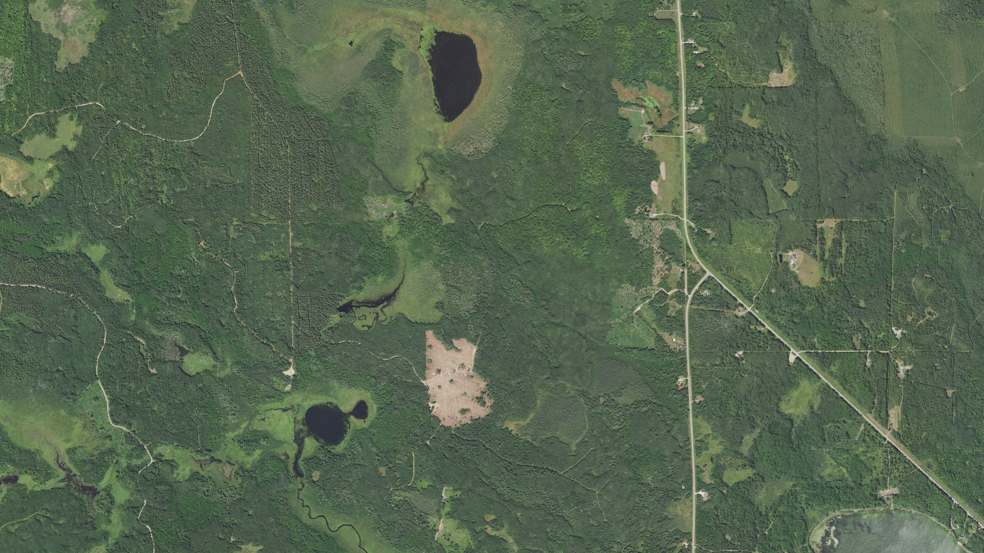Aerial view of land around Wildwood, Minnesota