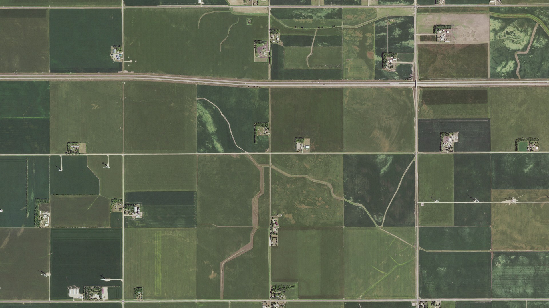 Aerial view of land around Ewington, Minnesota