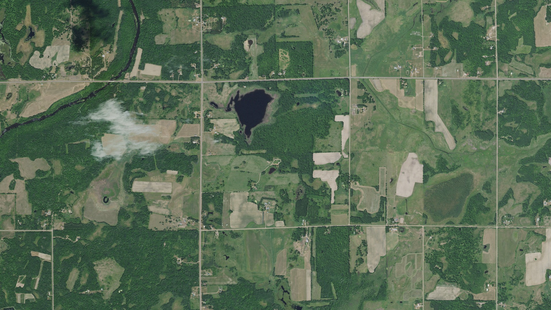 Aerial view of land around Whited, Minnesota