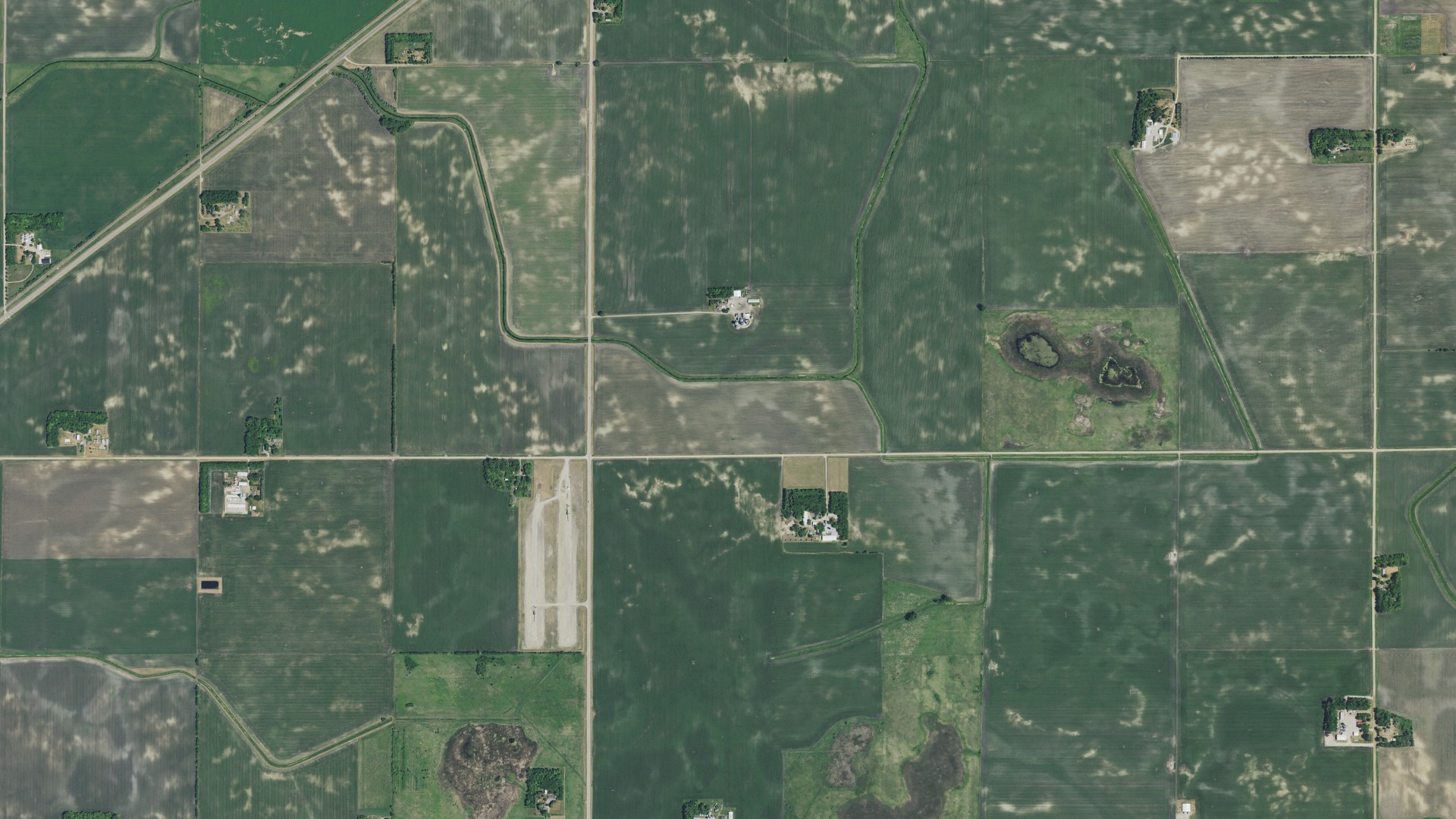 Natural-color aerial photograph of land around Edwards, Minnesota