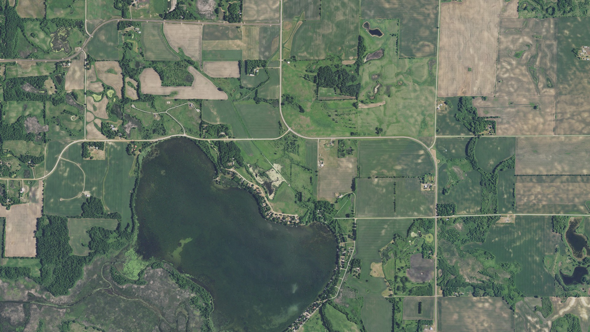 Aerial view of land around Irving, Minnesota