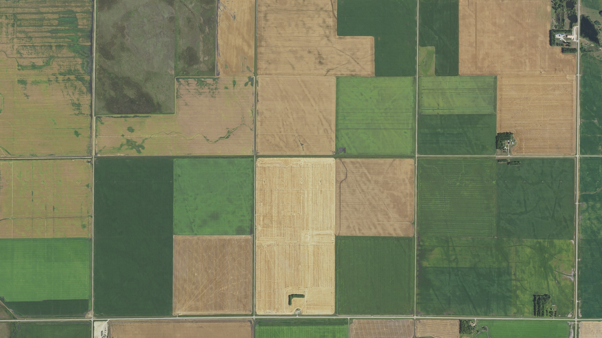 Aerial view of land around Davis, Minnesota