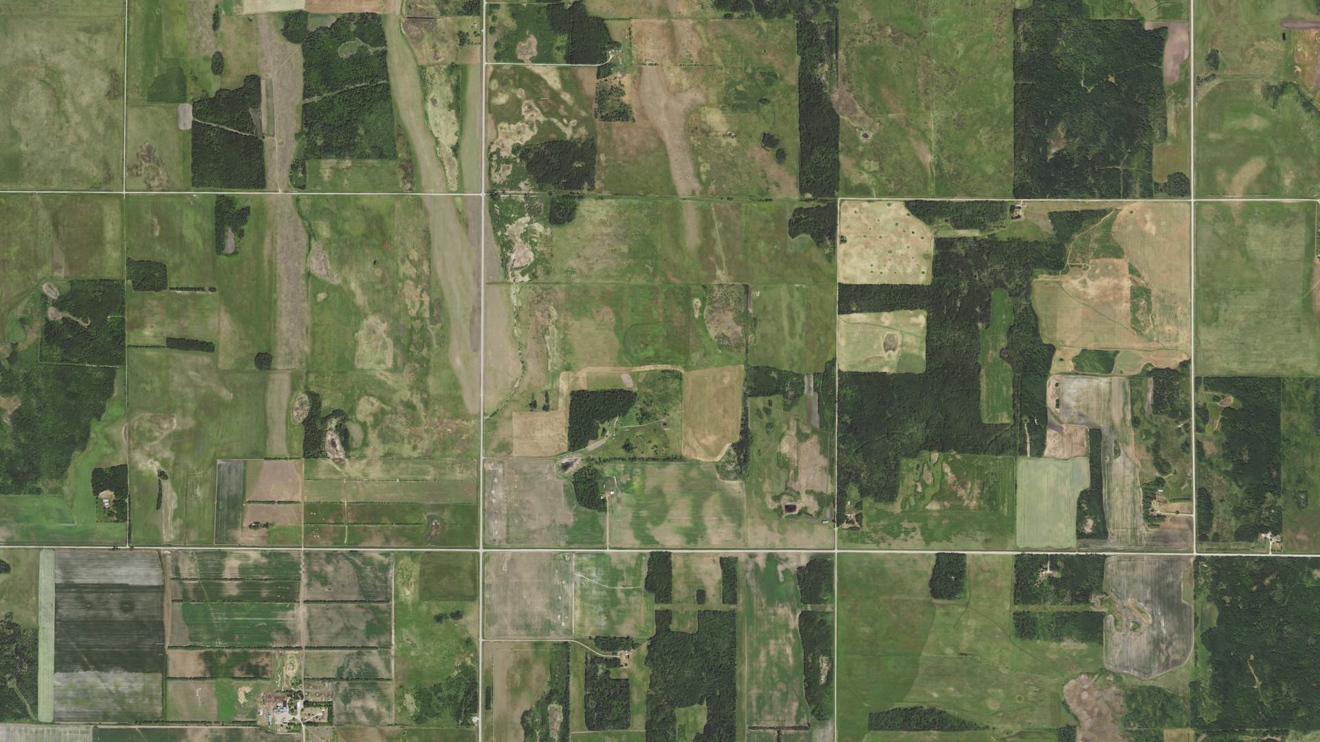 Aerial view of land around Deerwood, Minnesota