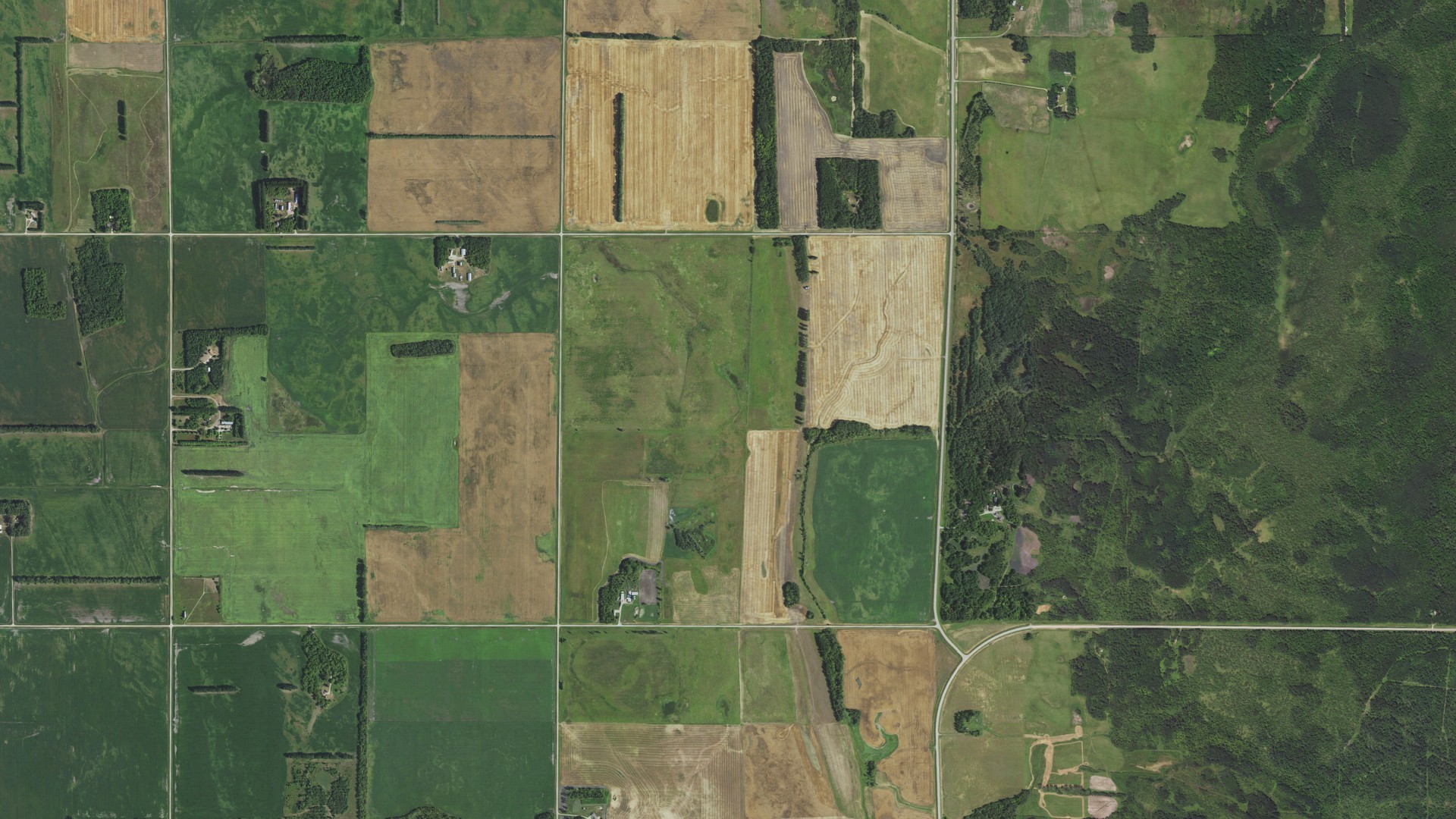 Aerial view of land around Jupiter, Minnesota