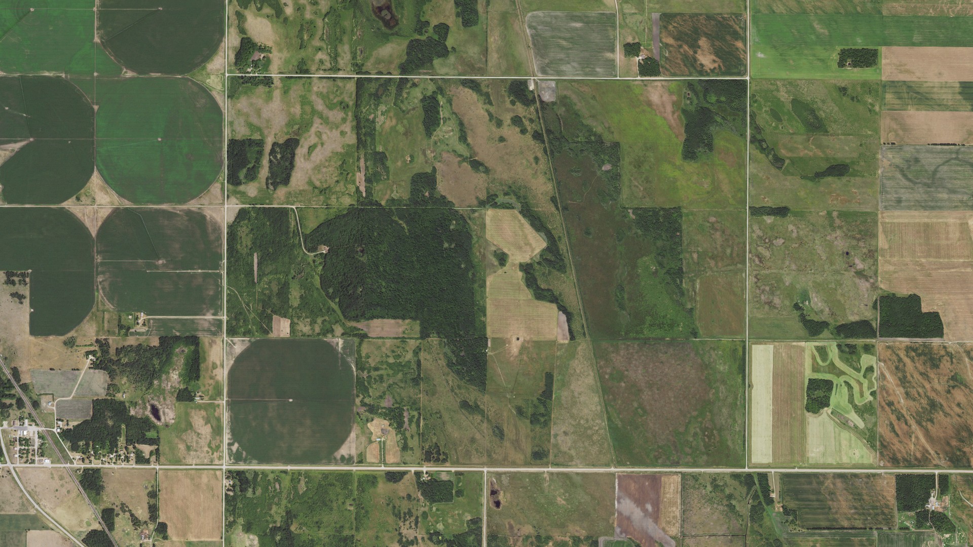 Aerial view of land around Norway, Minnesota