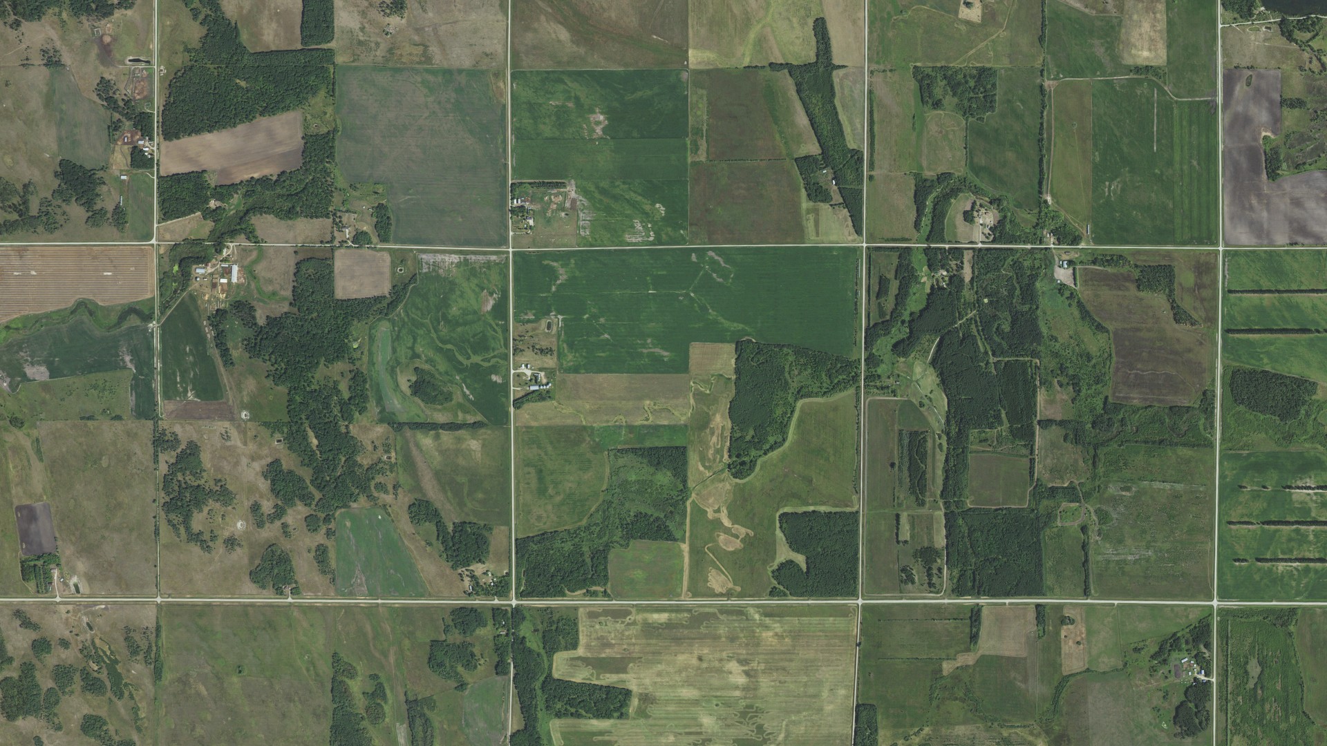 Aerial view of land around Richardville, Minnesota