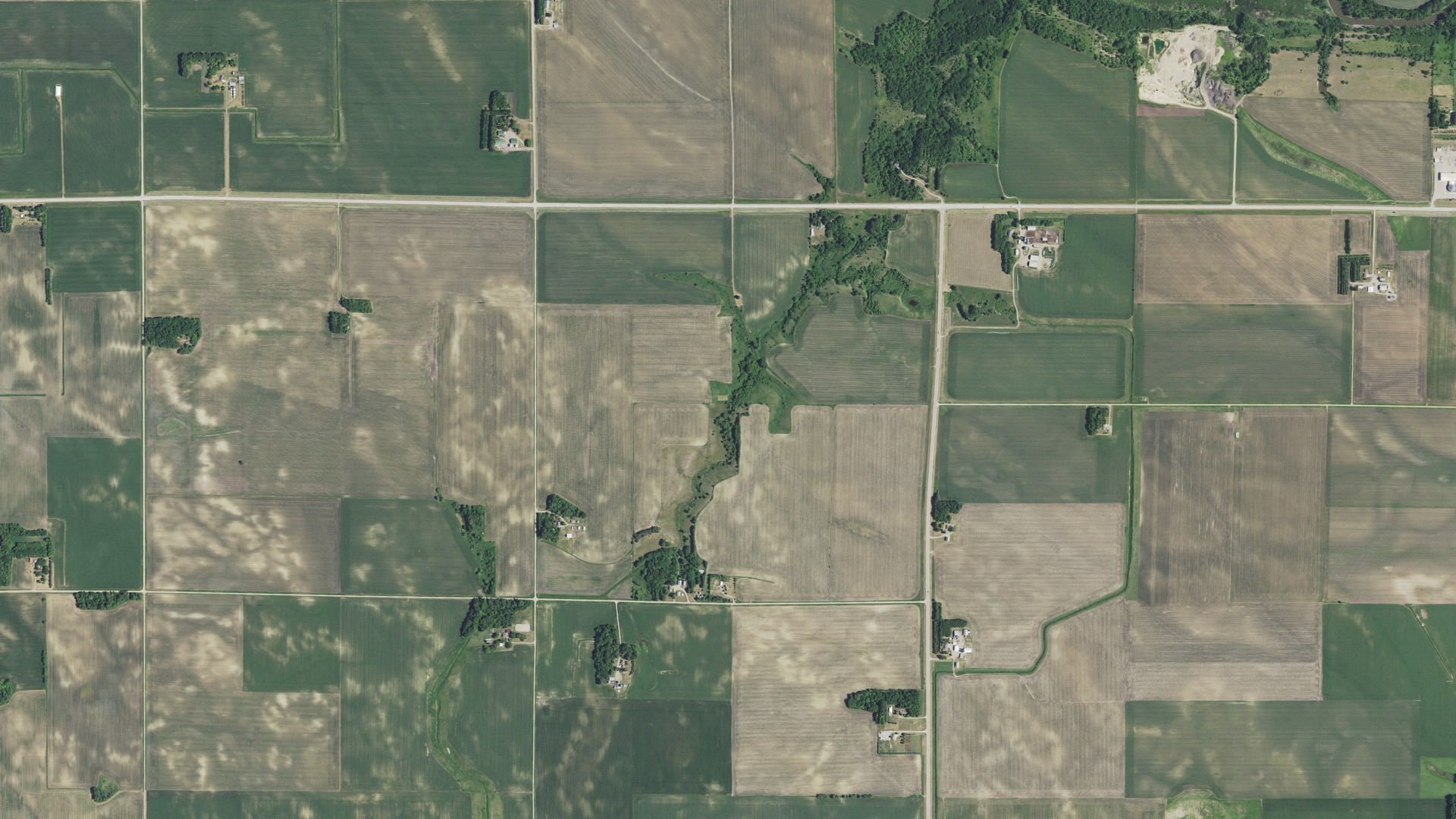 Aerial view of land around Camp Release, Minnesota