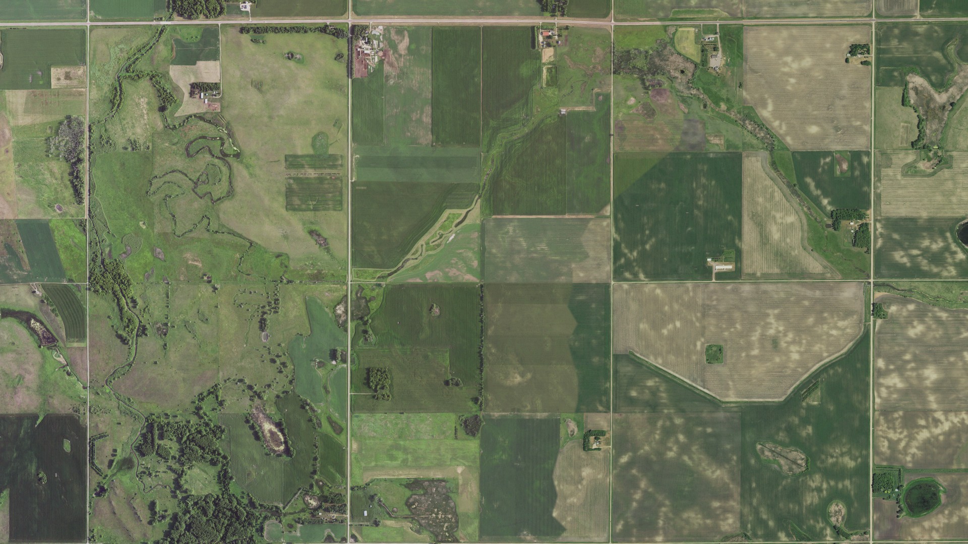 Aerial view of land around Garfield, Minnesota