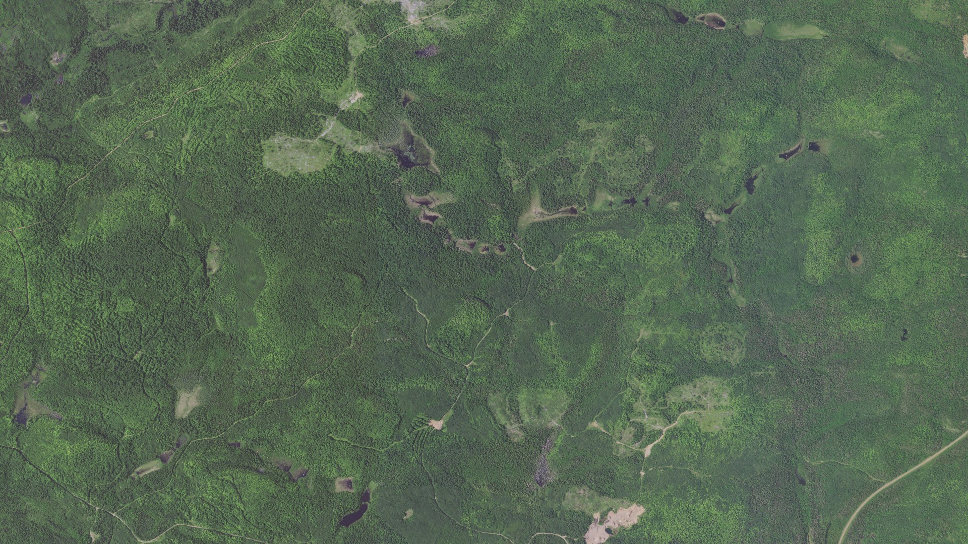 Aerial view of land around Beaver Bay, Minnesota