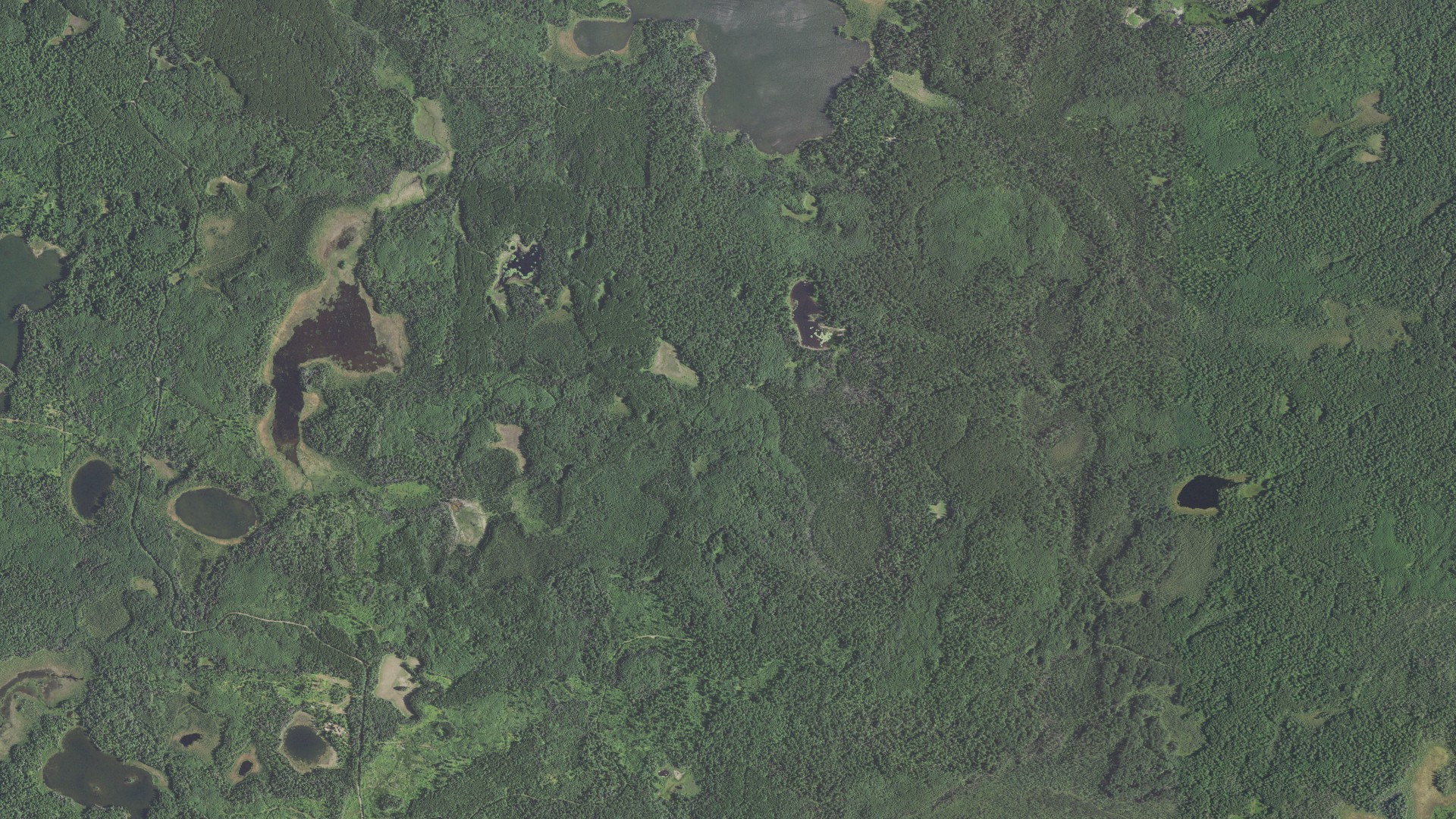 Natural-color aerial photograph of land around Stony River, Minnesota