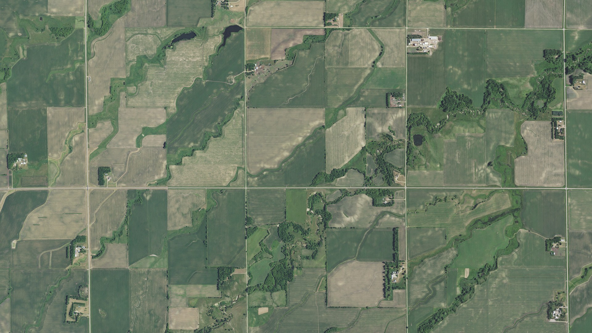 Aerial view of land around Alta Vista, Minnesota