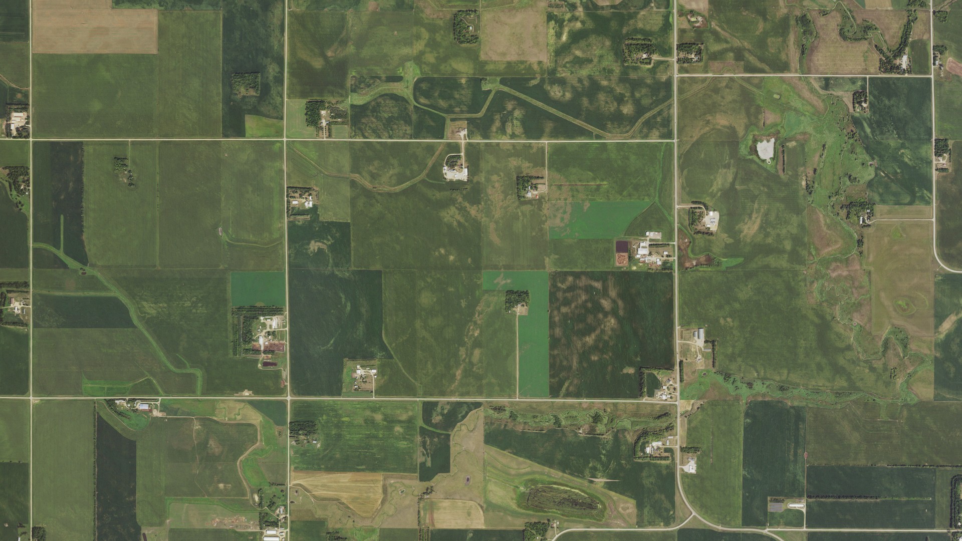 Aerial view of land around Hope, Minnesota