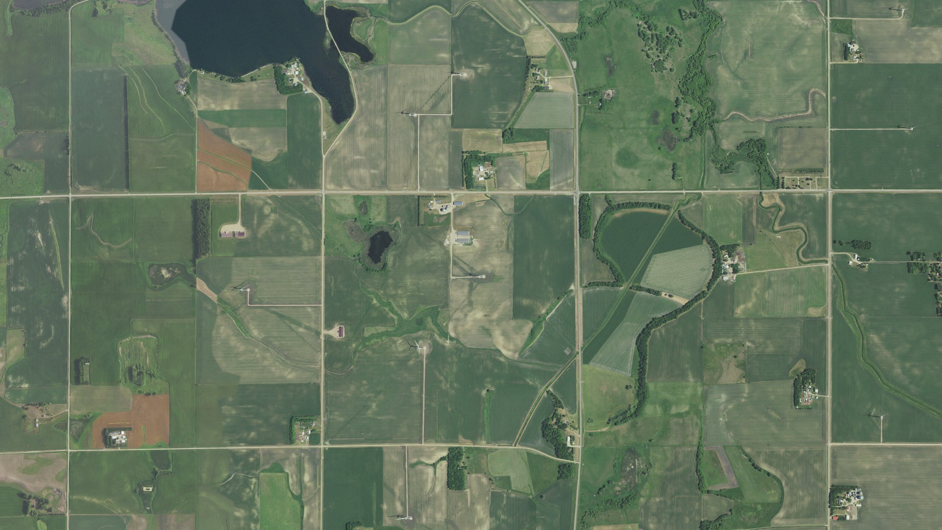 Aerial view of land around Royal, Minnesota