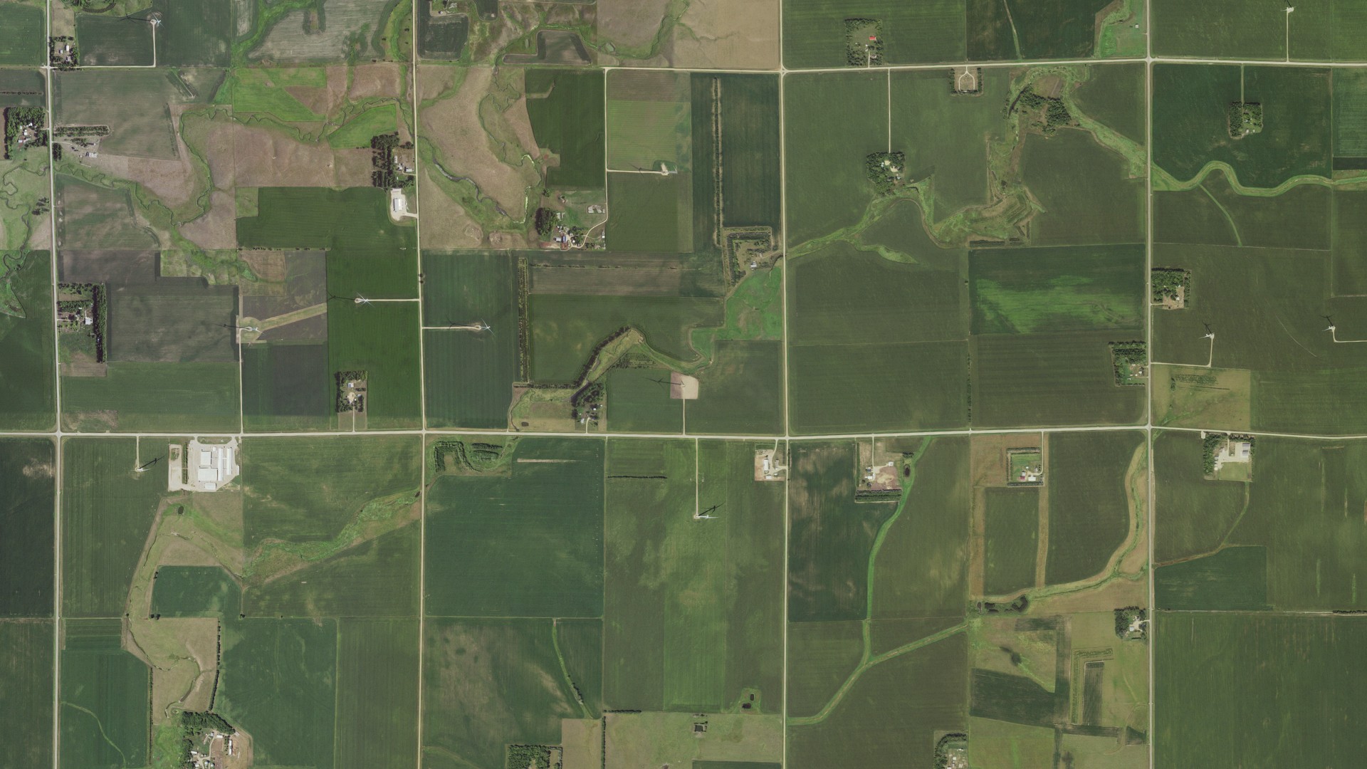 Natural-color aerial photograph of land around Verdi, Minnesota