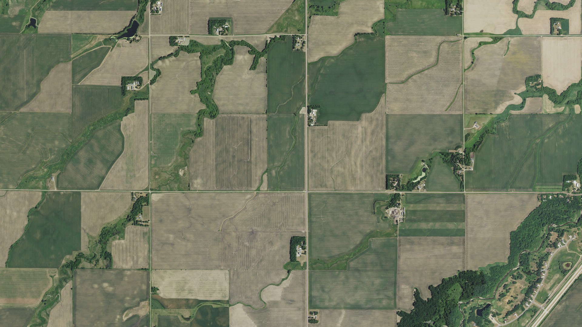 Aerial view of land around Lynd, Minnesota
