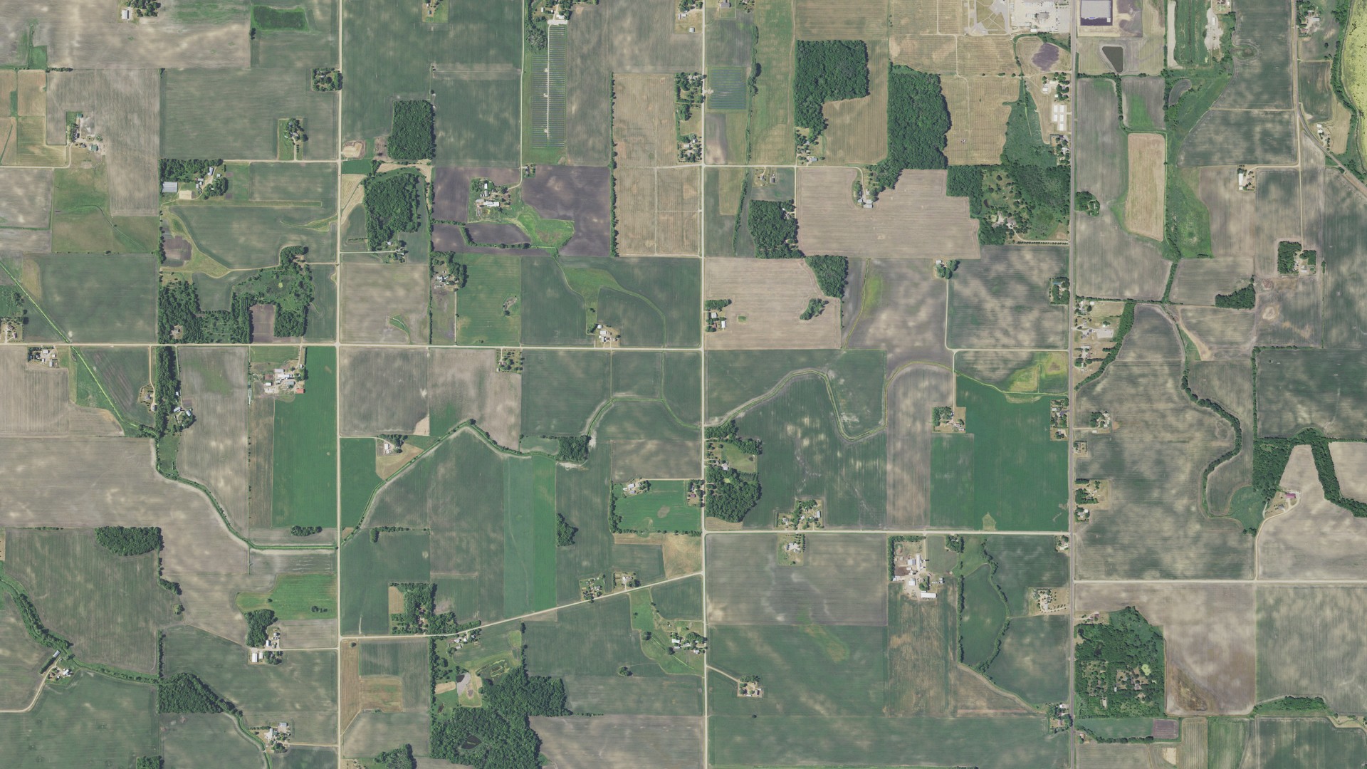 Aerial view of land around Winsted, Minnesota