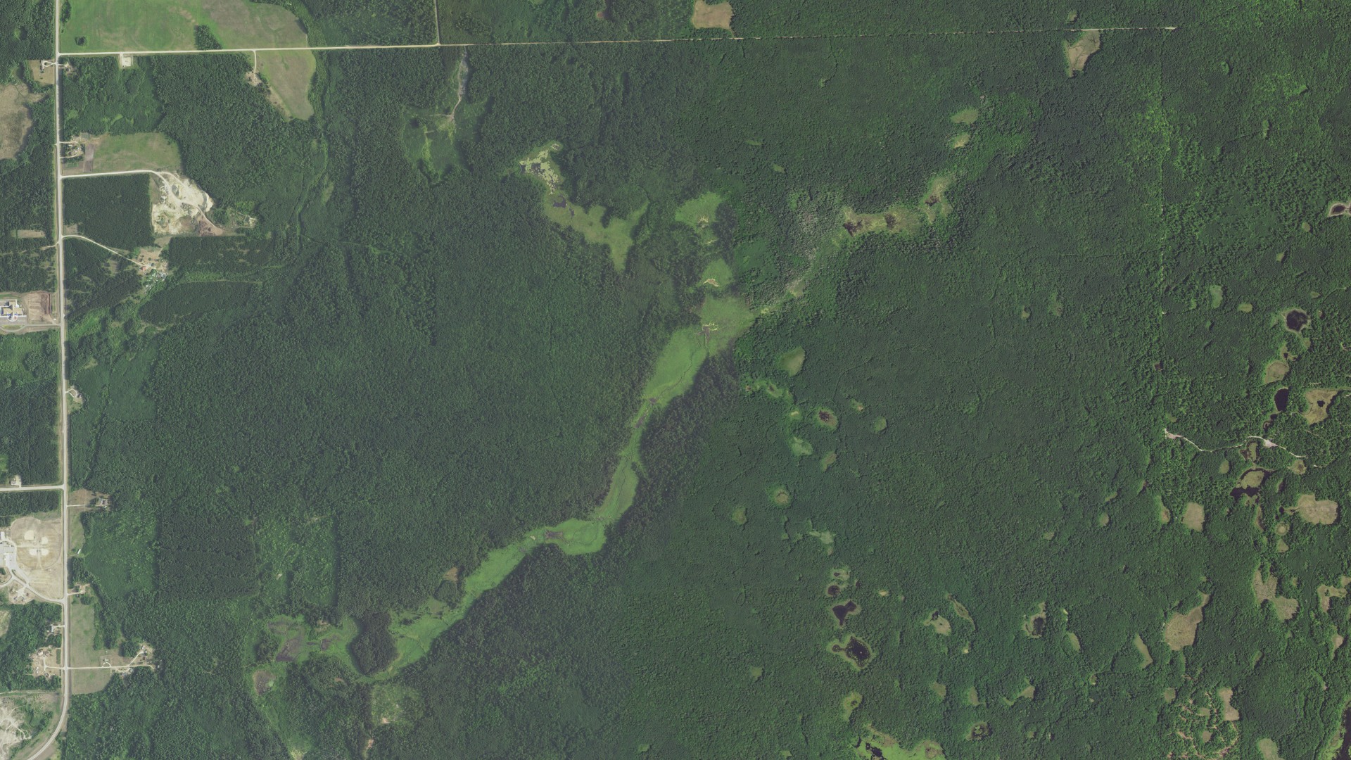 Aerial view of land around Twin Lakes, Minnesota