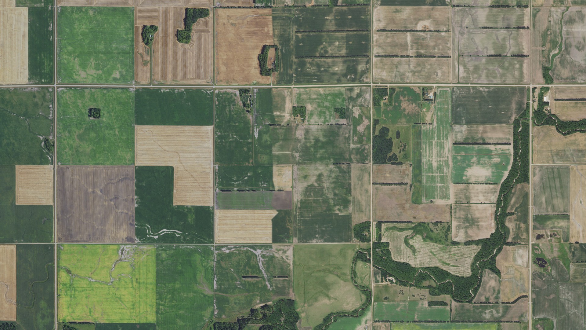 Aerial view of land around Alma, Minnesota