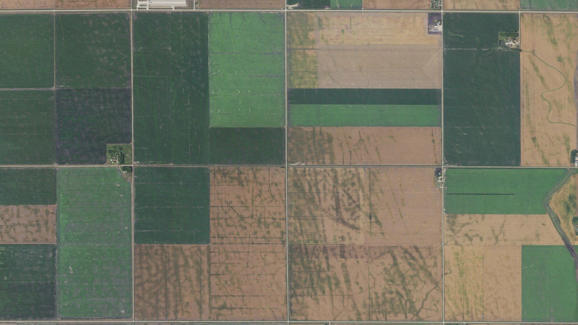 Aerial view of land around Bloomer, Minnesota