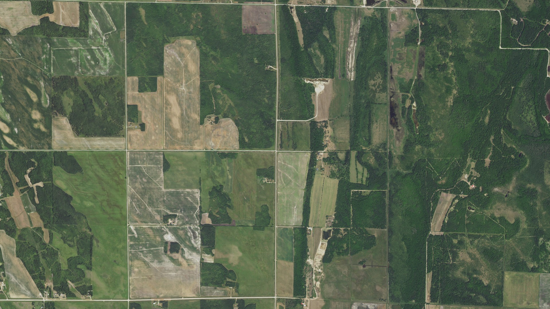Aerial view of land around New Maine, Minnesota