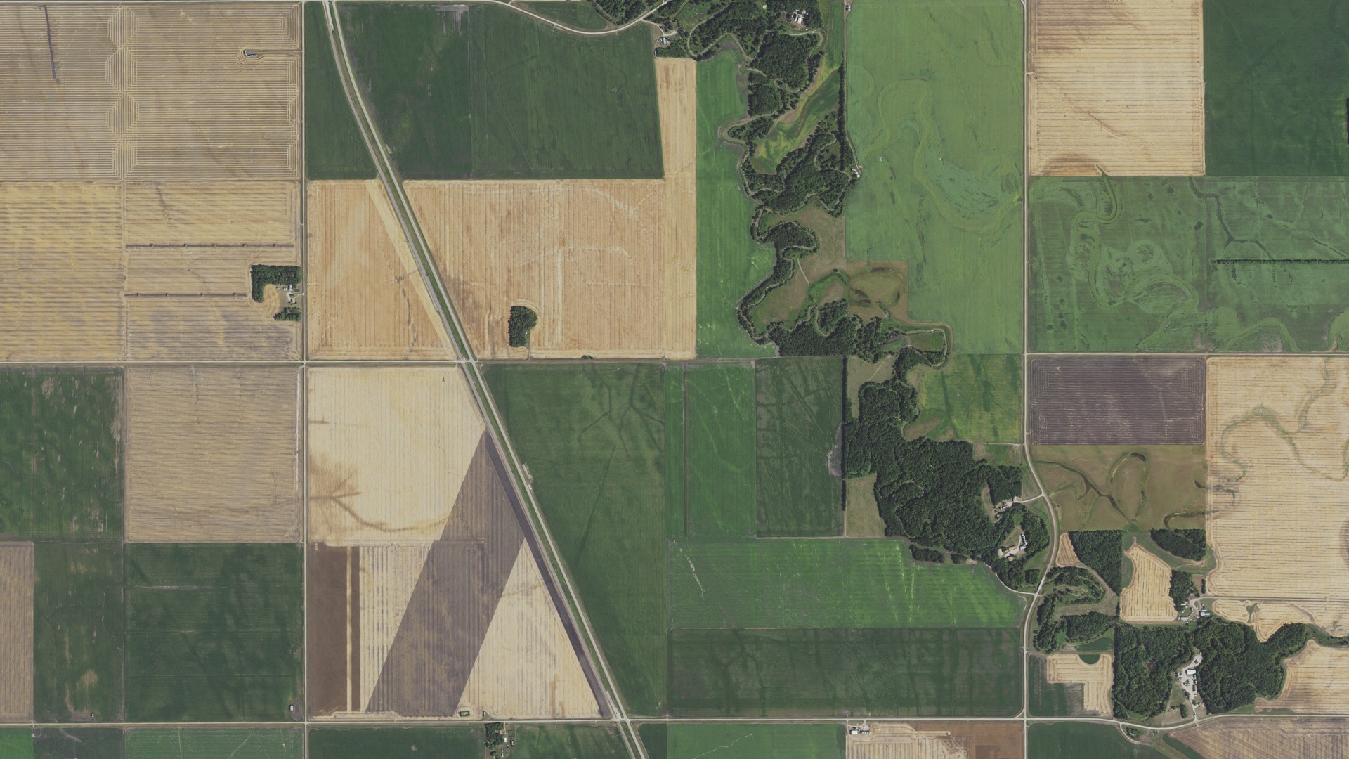 Aerial view of land around Tamarac, Minnesota