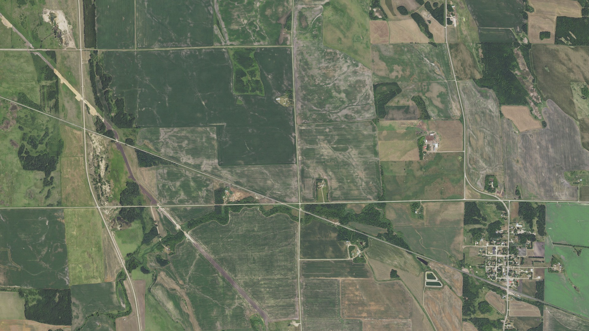 Aerial view of land around Viking, Minnesota