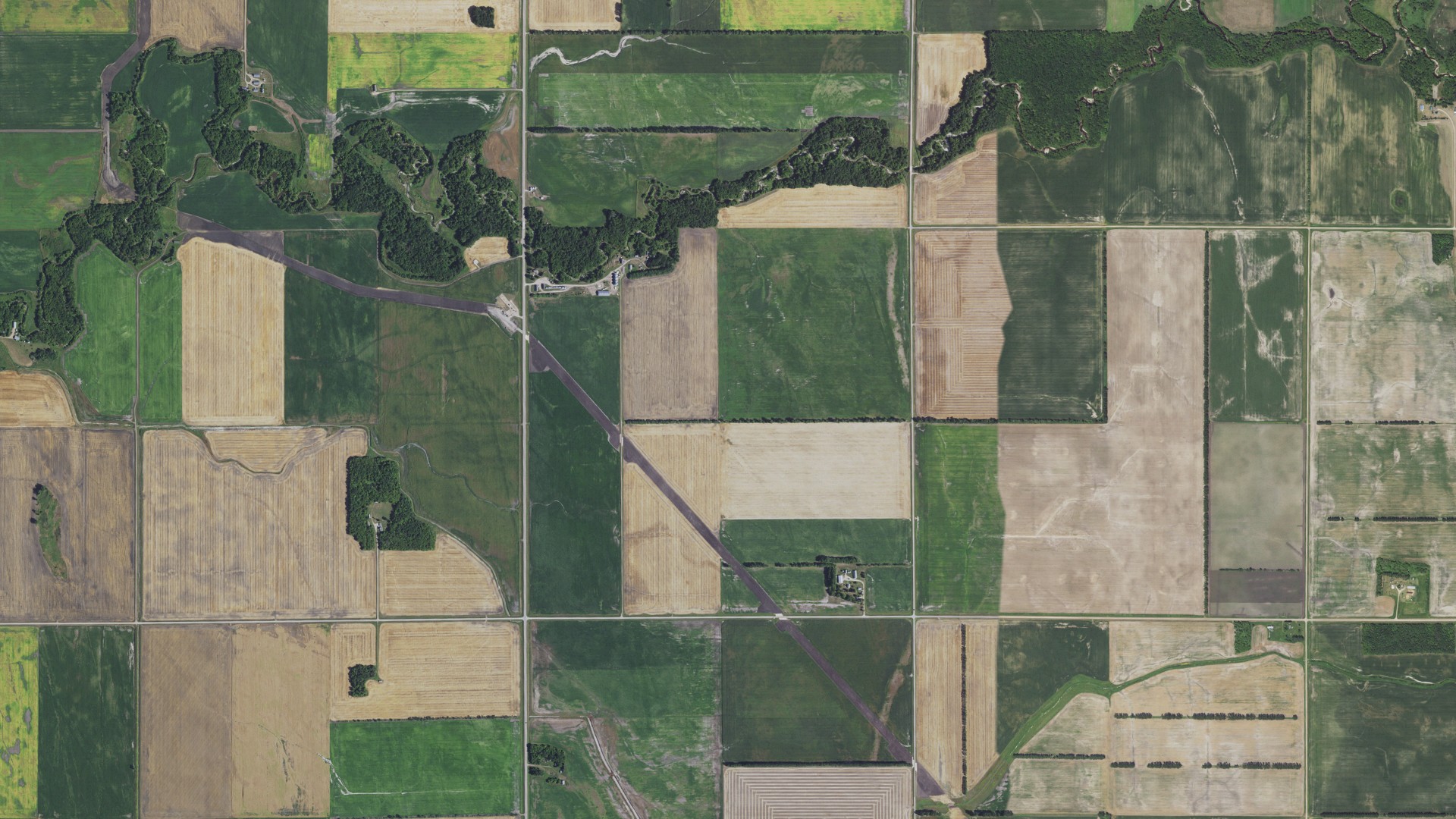 Aerial view of land around Wanger, Minnesota