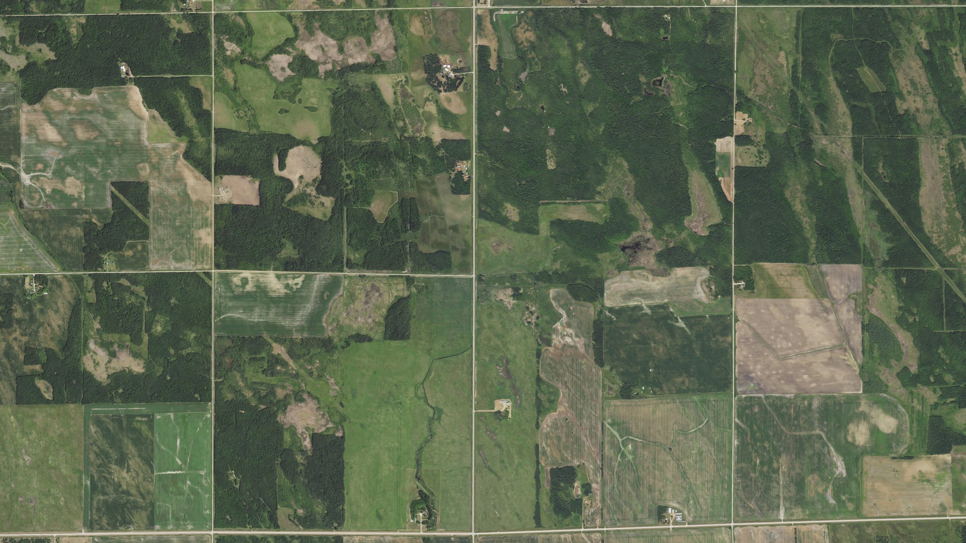 Aerial view of land around West Valley, Minnesota