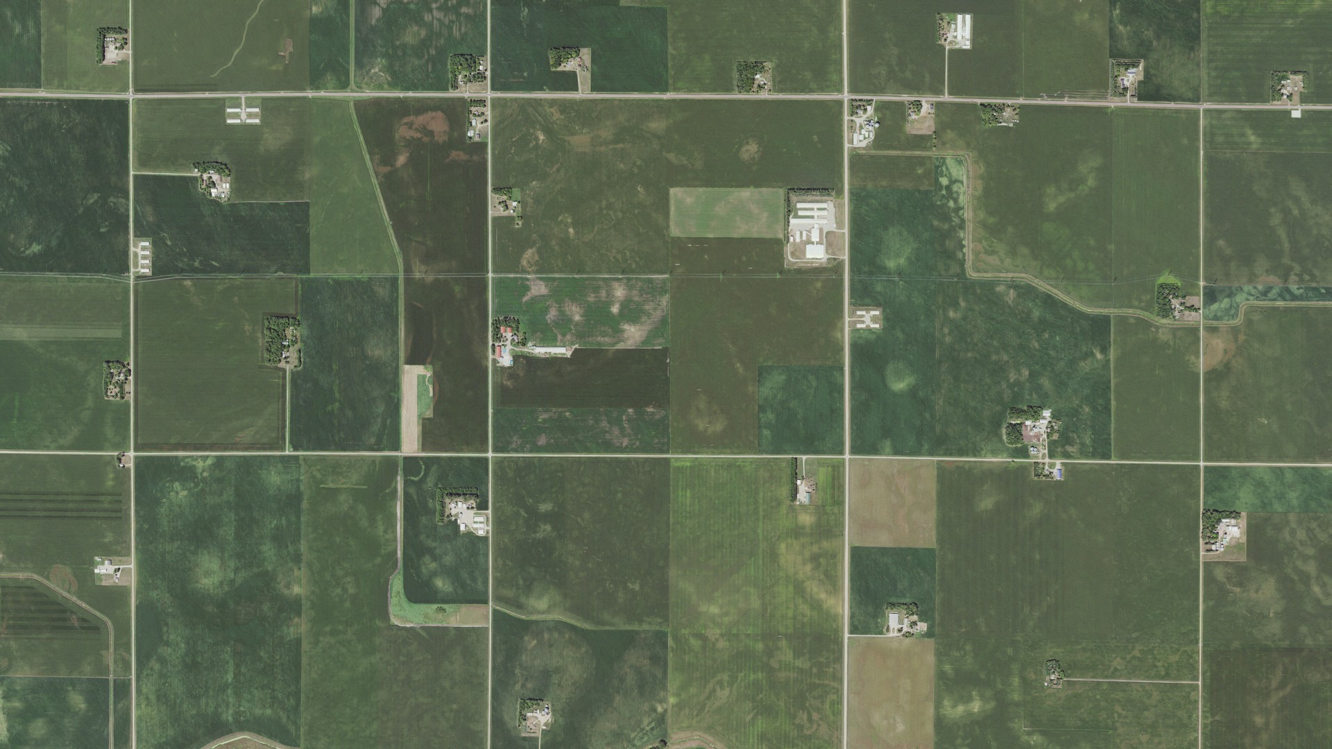 Natural-color aerial photograph of land around Fraser, Minnesota