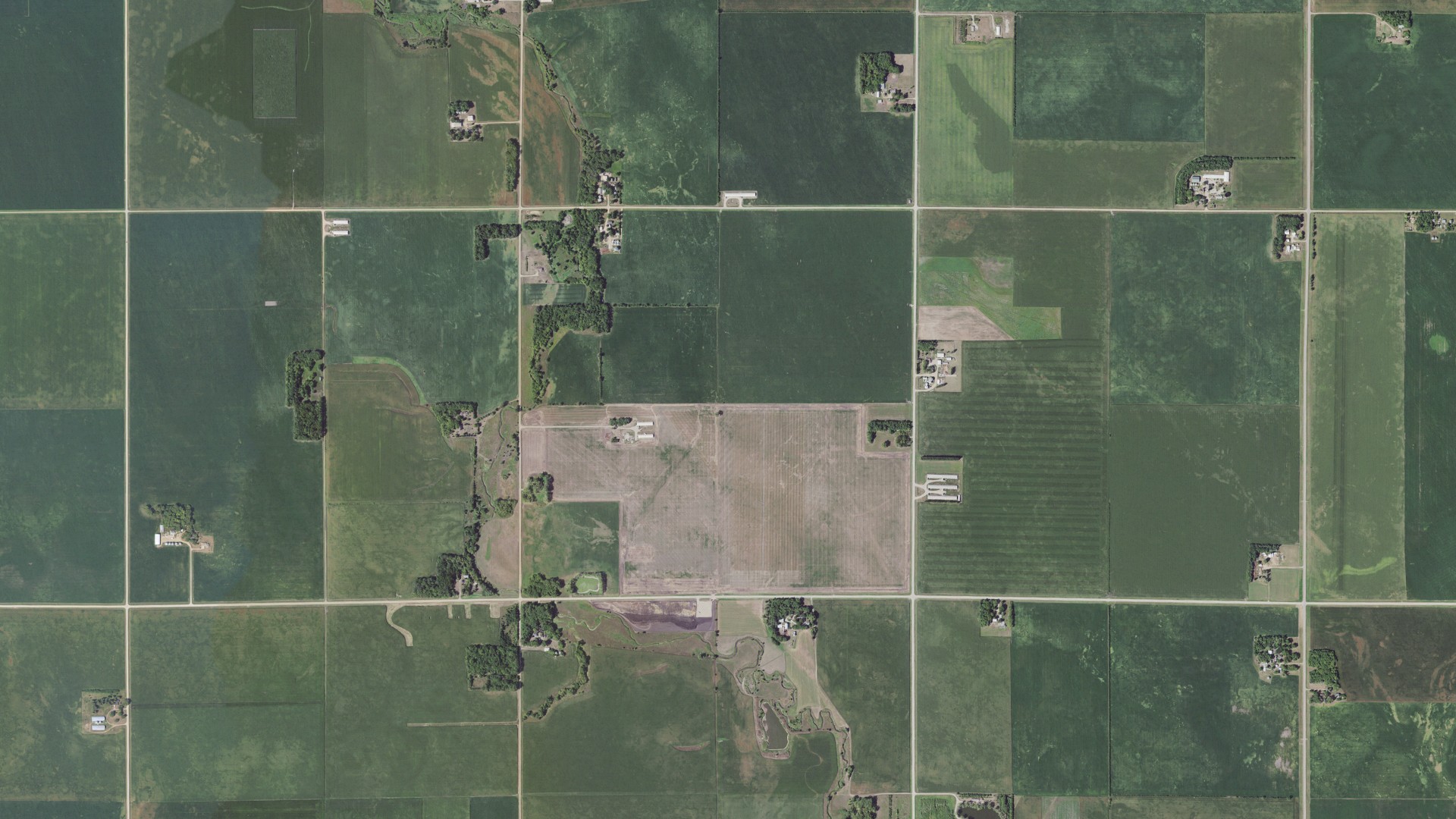 Aerial view of land around Jay, Minnesota