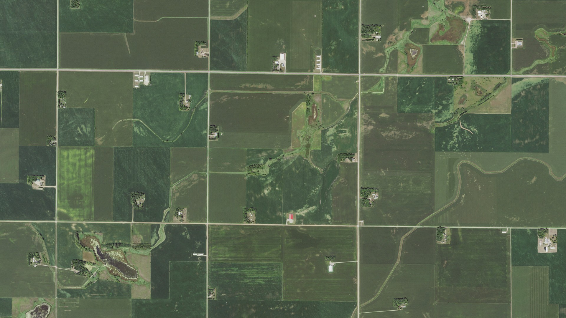 Aerial view of land around Waverly, Minnesota
