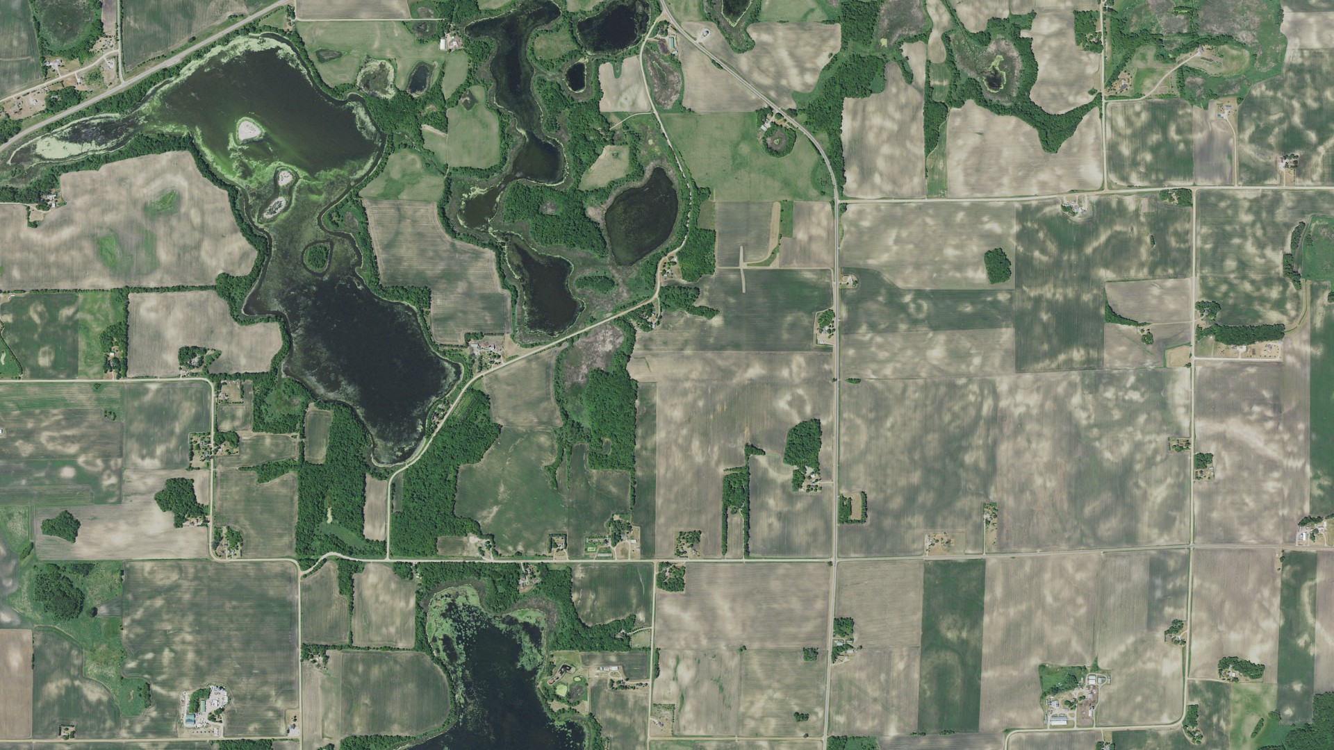 Aerial view of land around Collinwood, Minnesota